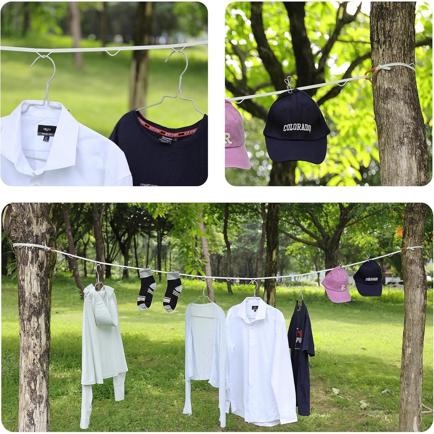 Cuerda de Ropa Portátil Vigorport 3.81m Blanca a Prueba de Viento