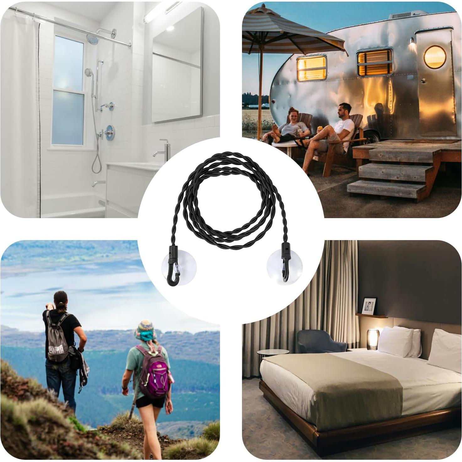 Cuerda de Ropa de Viaje SXoonKing 2.44m 3PCS con Ganchos