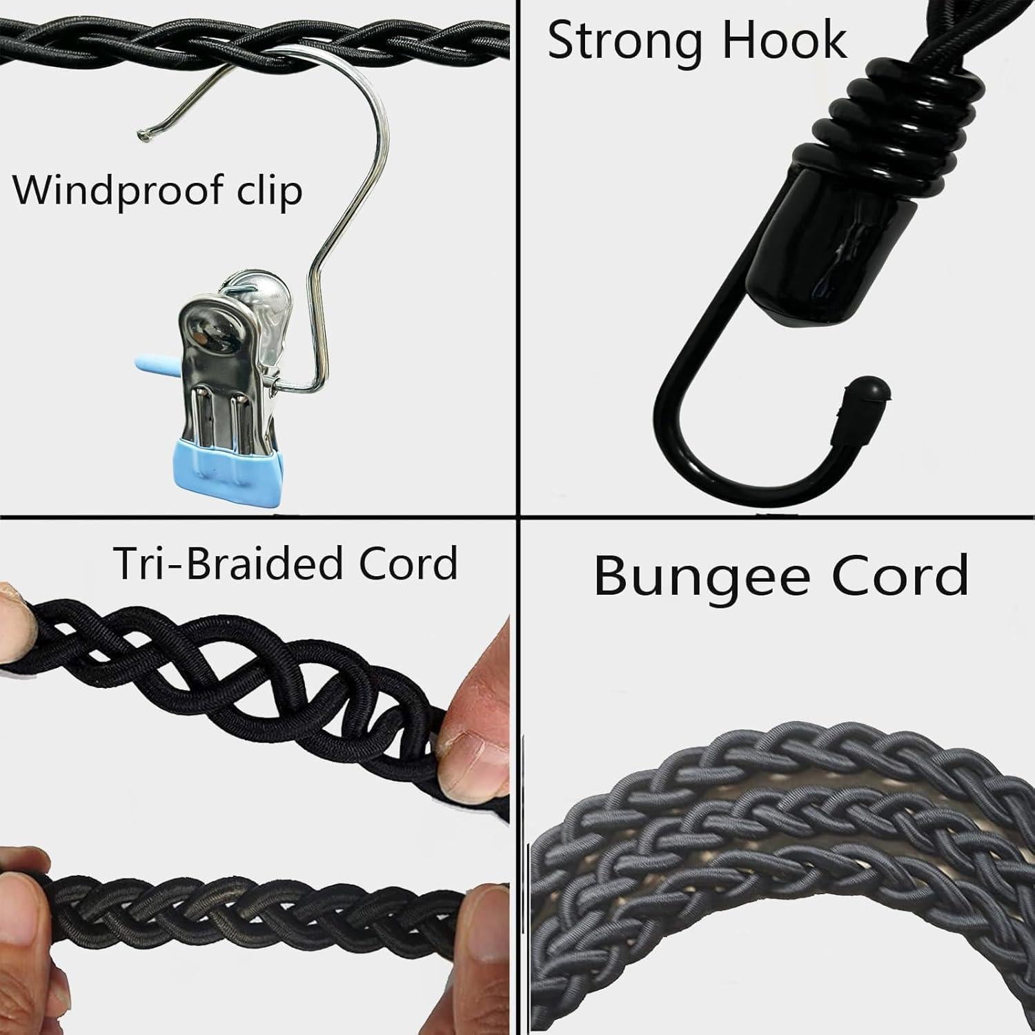 Cuerda de Secado de Ropa Retráctil AUXPhome 1.75m Antideslizante