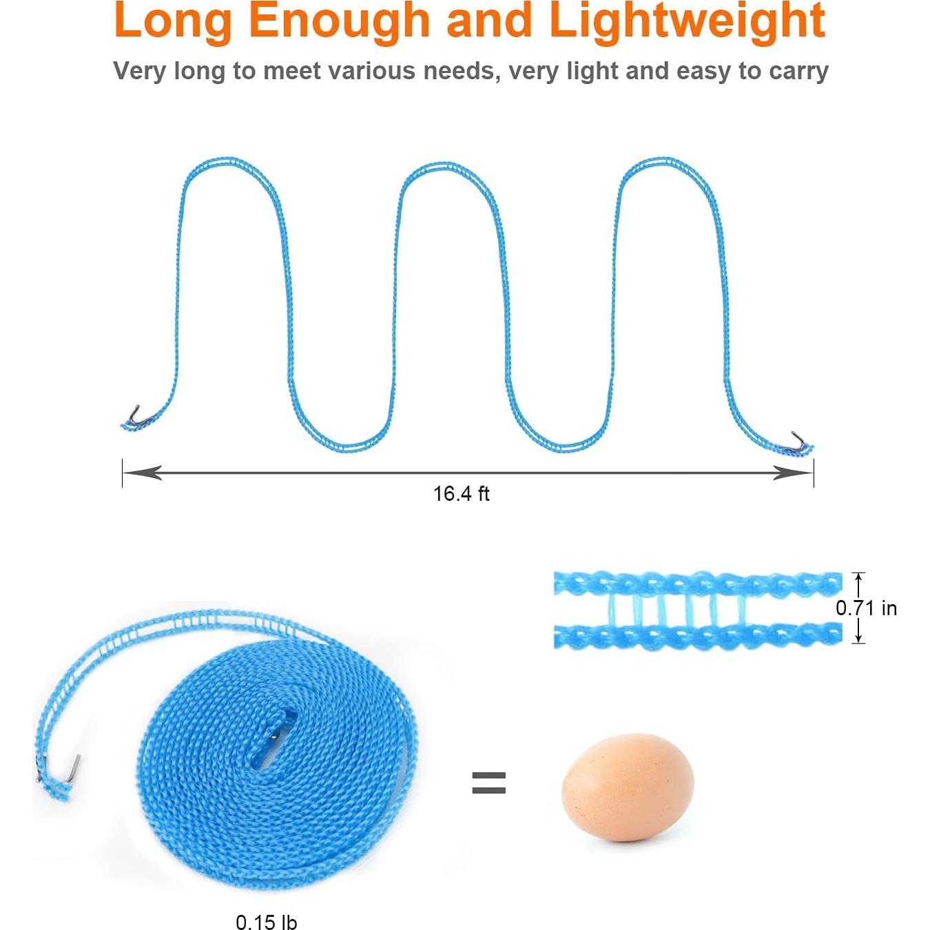 Cuerda de Ropa Portátil HISAFA 5m a Prueba de Viento