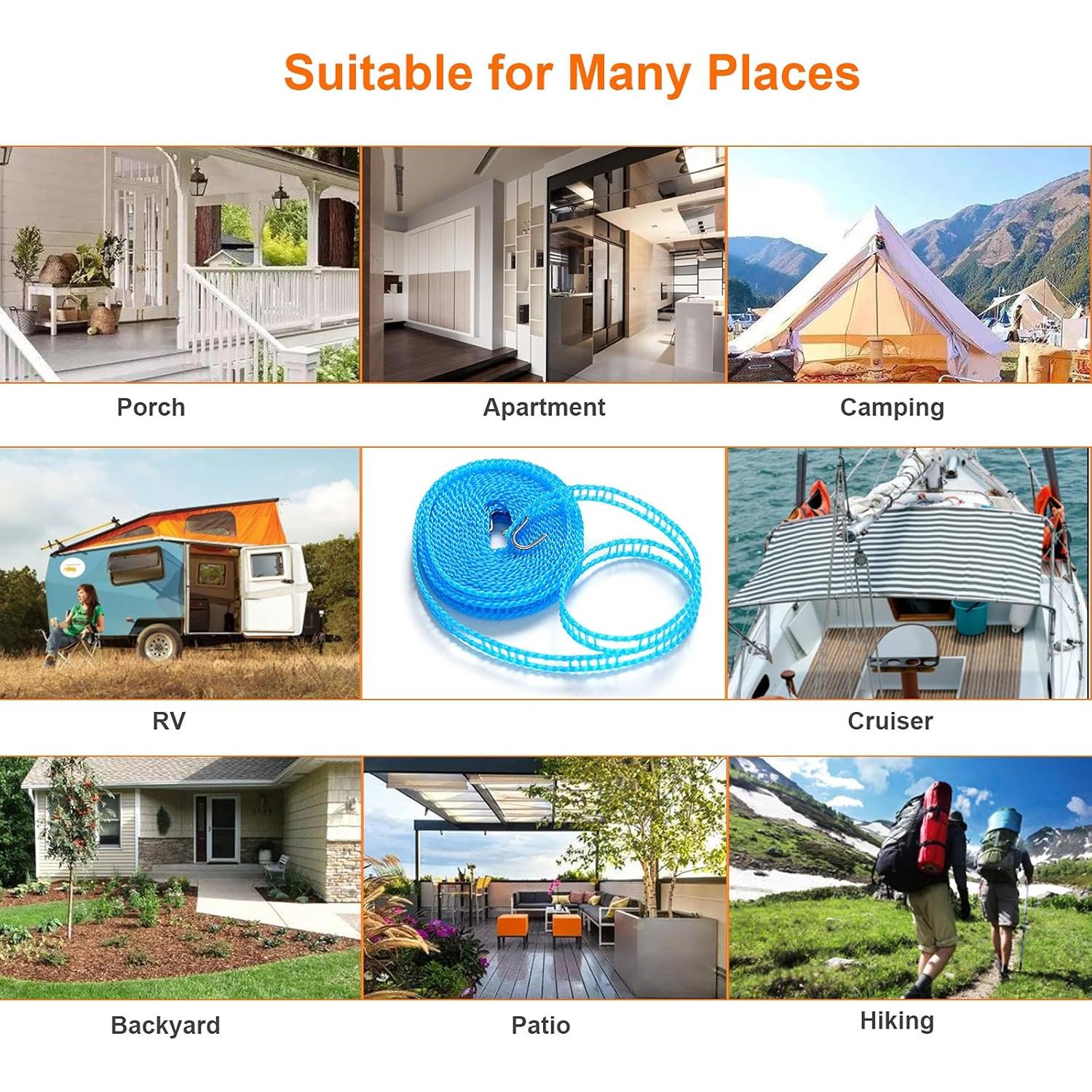 Cuerda de Ropa Portátil HISAFA 5m a Prueba de Viento