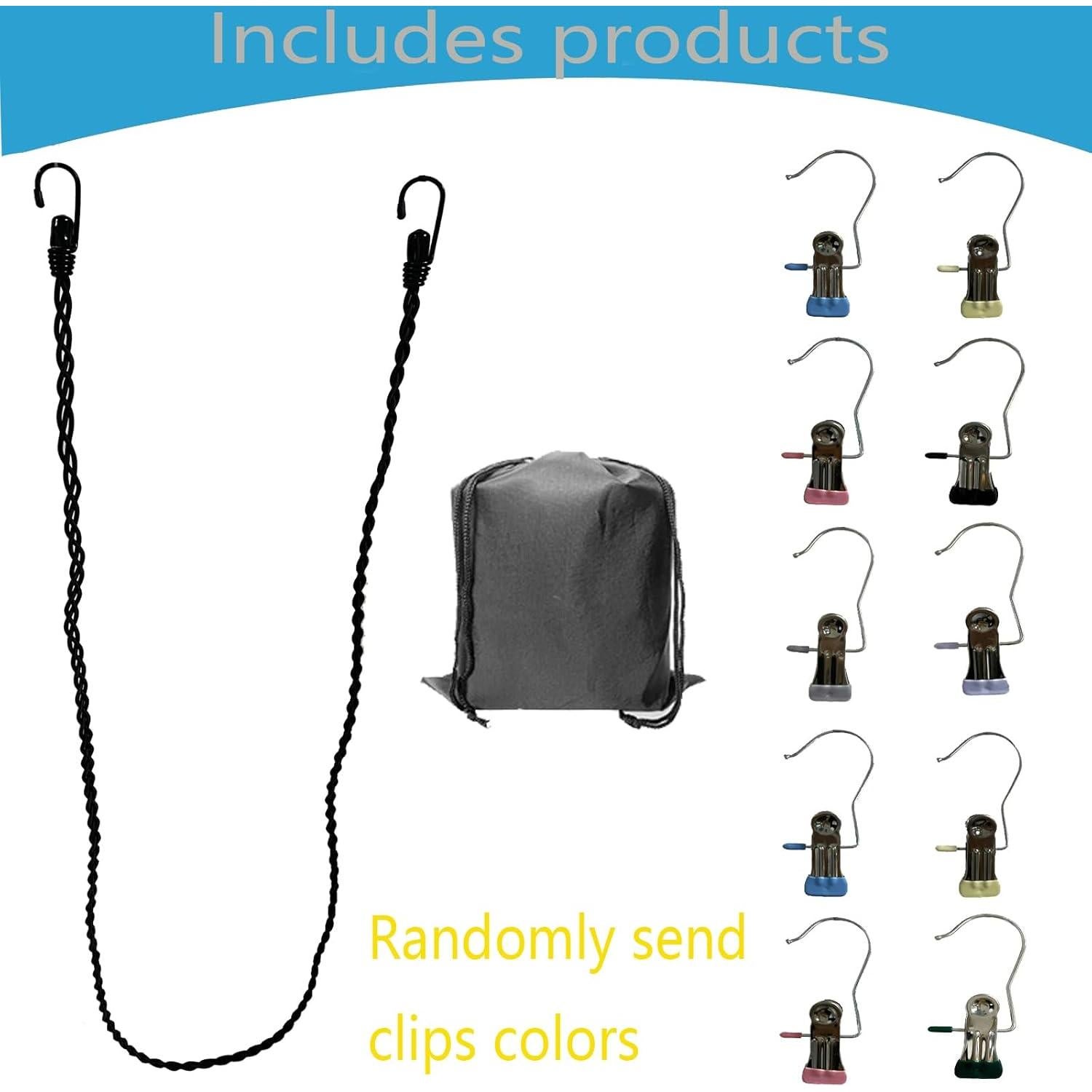 Cuerda de Ropa Portátil Retráctil Pmsanzay 180-230 cm con Clips