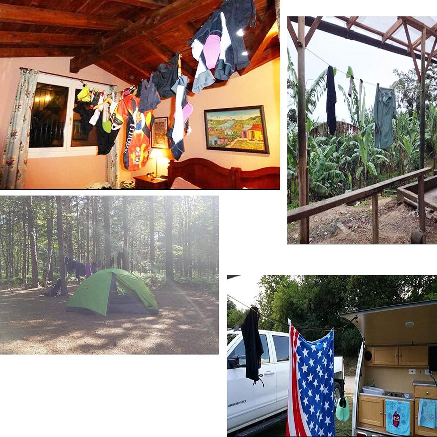 Cuerda de Ropa Portátil Retráctil Pmsanzay 180-230 cm con Clips