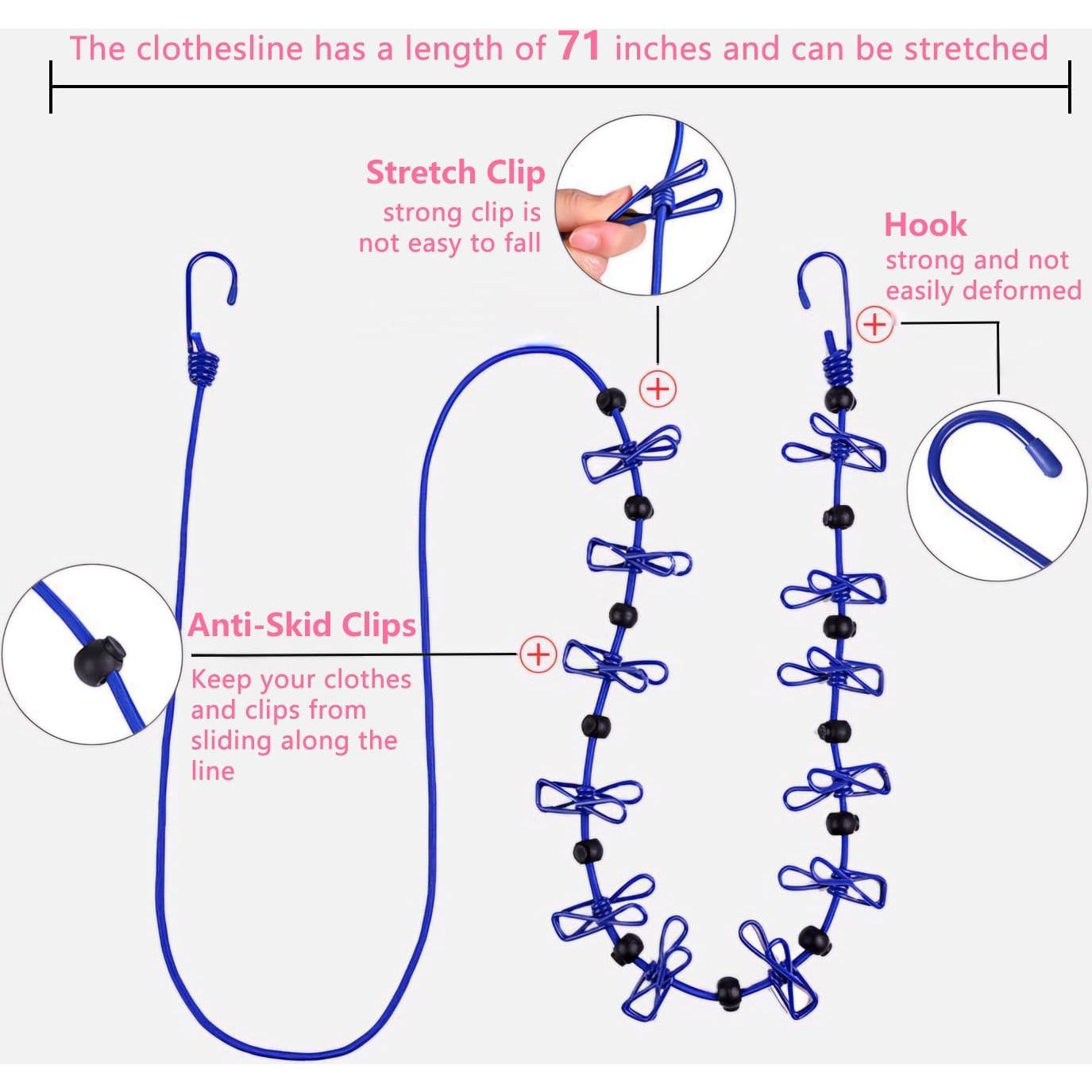 Línea de Ropa Retráctil Magnética LAIDOLAILA Azul 3.66m