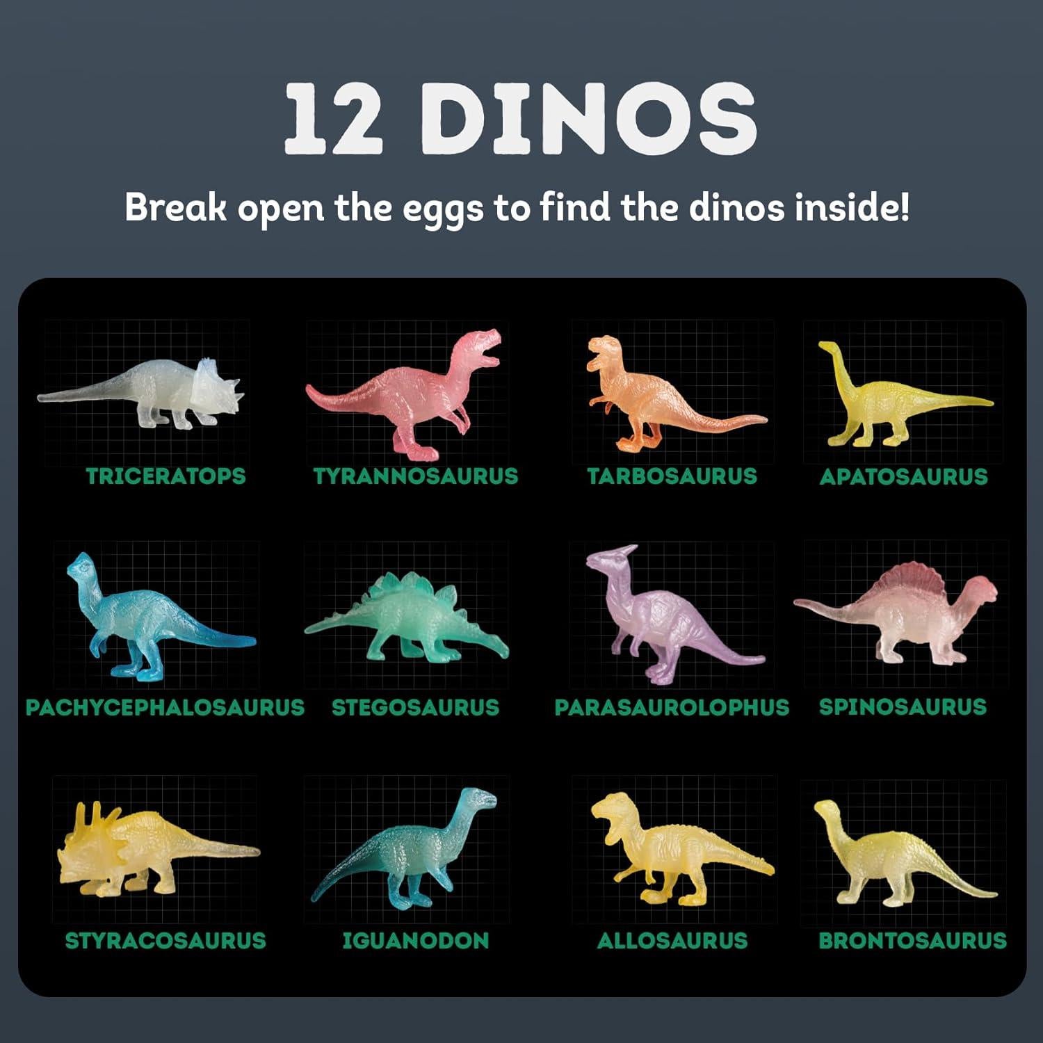 Kit de Excavación de Dinosaurios Gamerside, 12 Huevos Brillantes