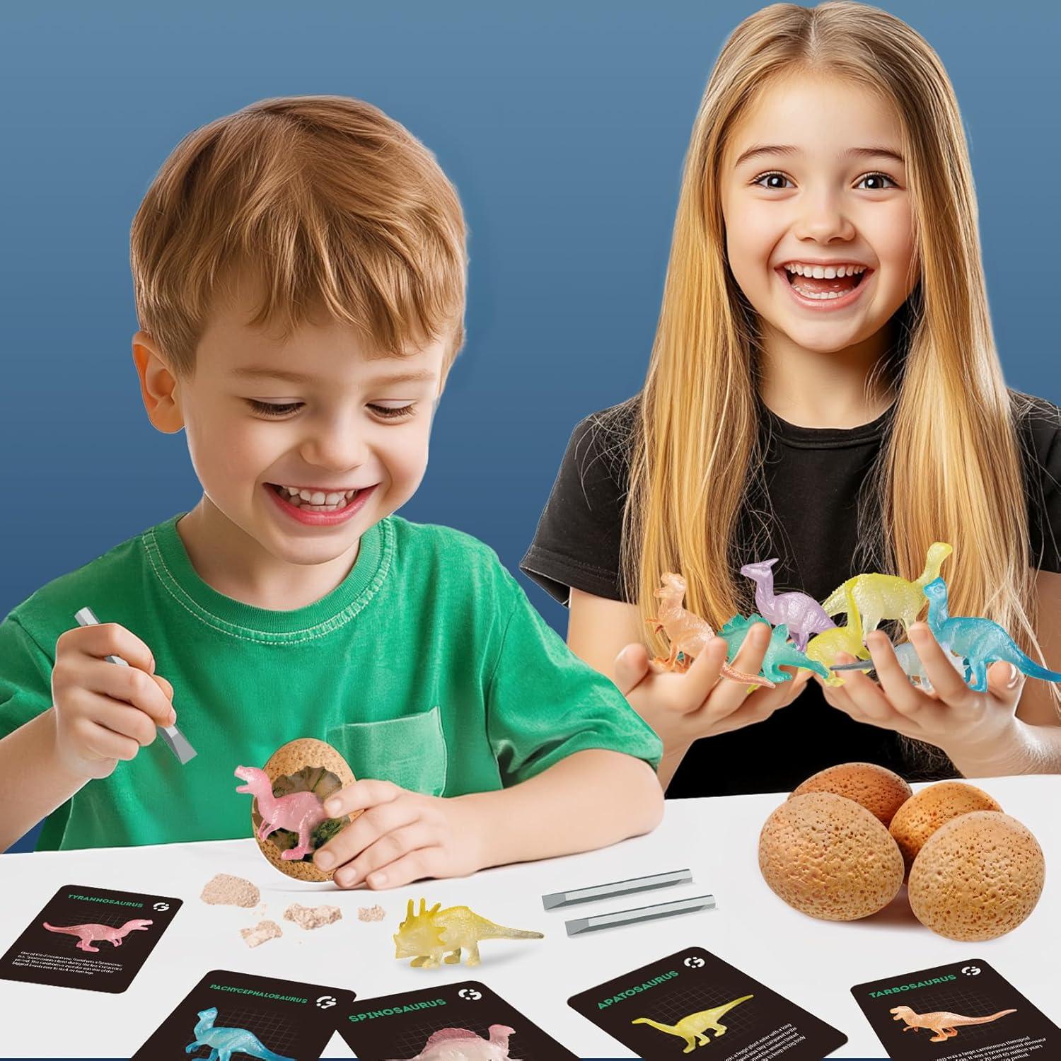 Kit de Excavación de Dinosaurios Gamerside, 12 Huevos Brillantes