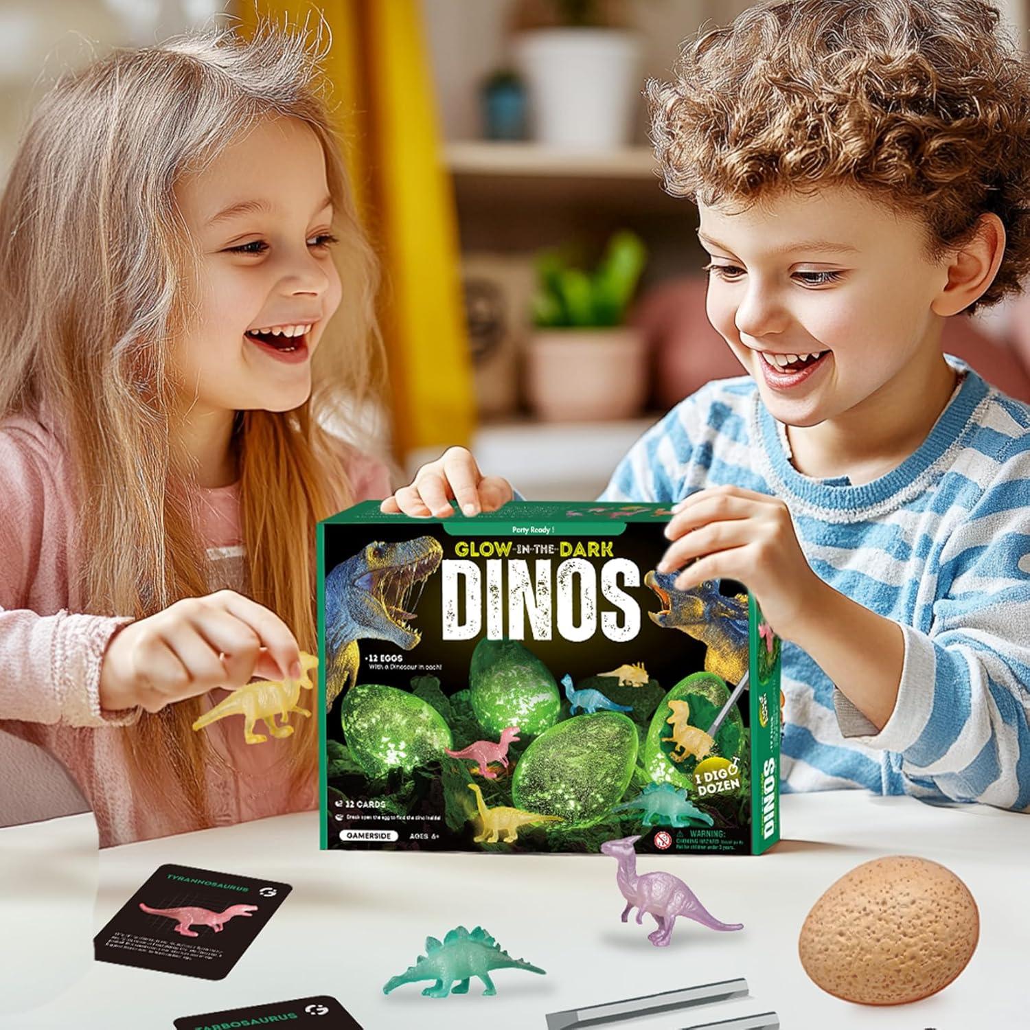 Kit de Excavación de Dinosaurios Gamerside, 12 Huevos Brillantes