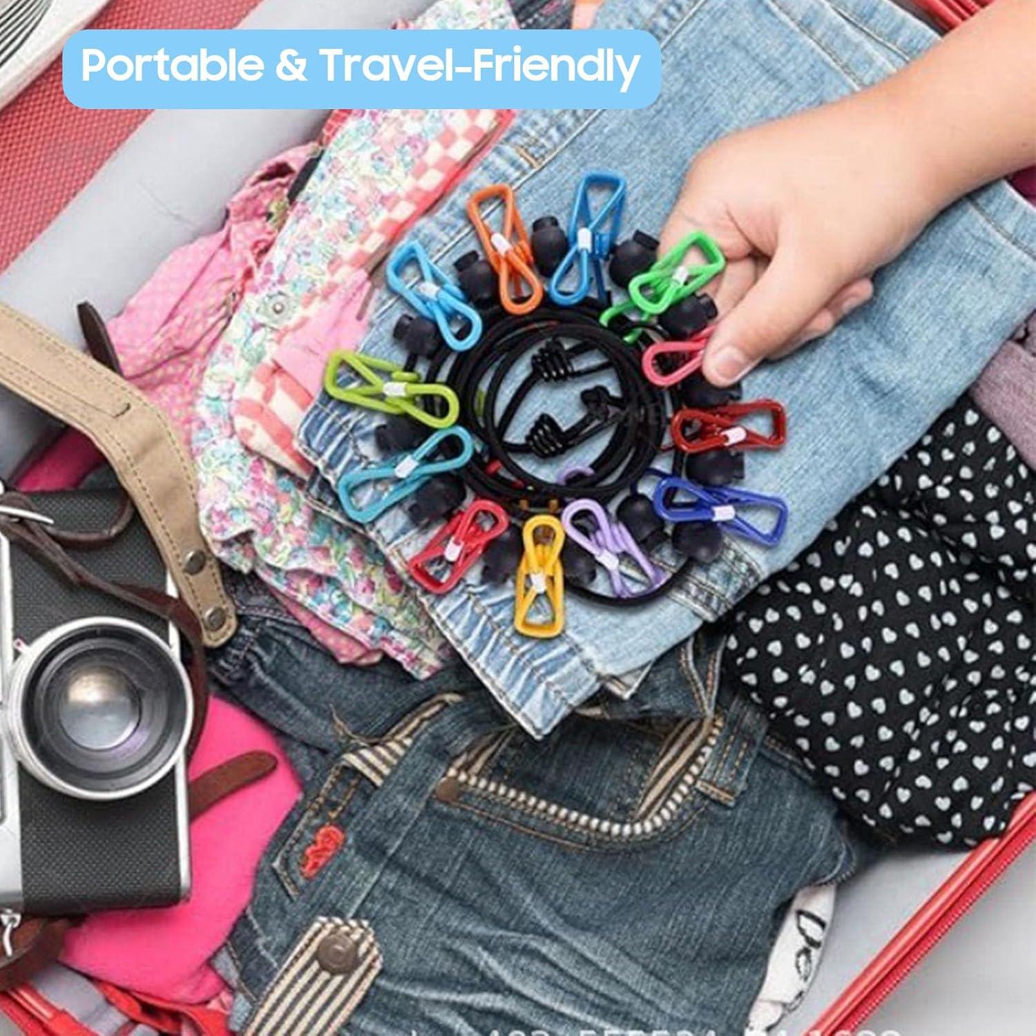 Cuerda de Ropa Portátil HAOYINEER 3m con 12 Pinzas para Secado