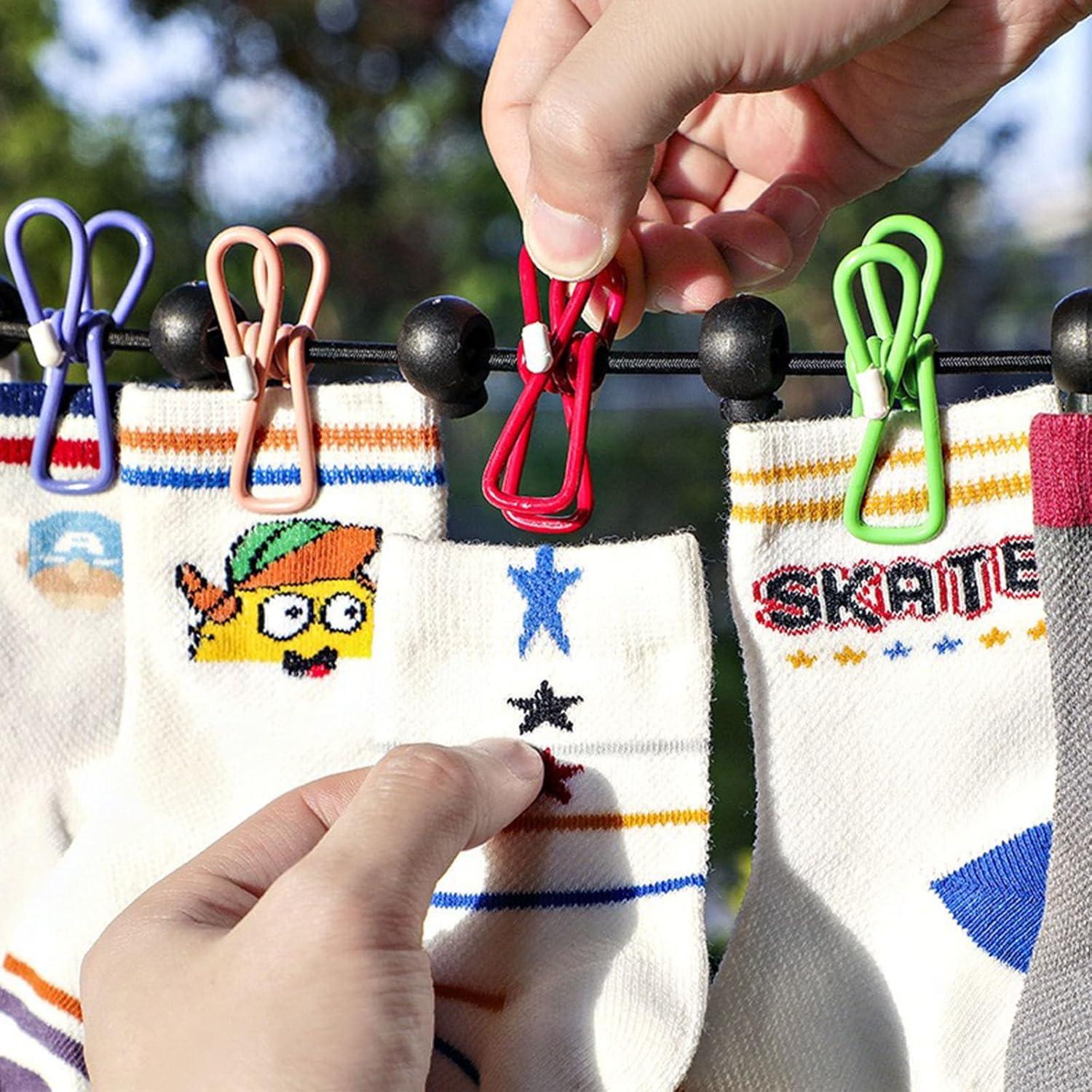 Cuerda de Ropa Portátil HAOYINEER 3m con 12 Pinzas para Secado