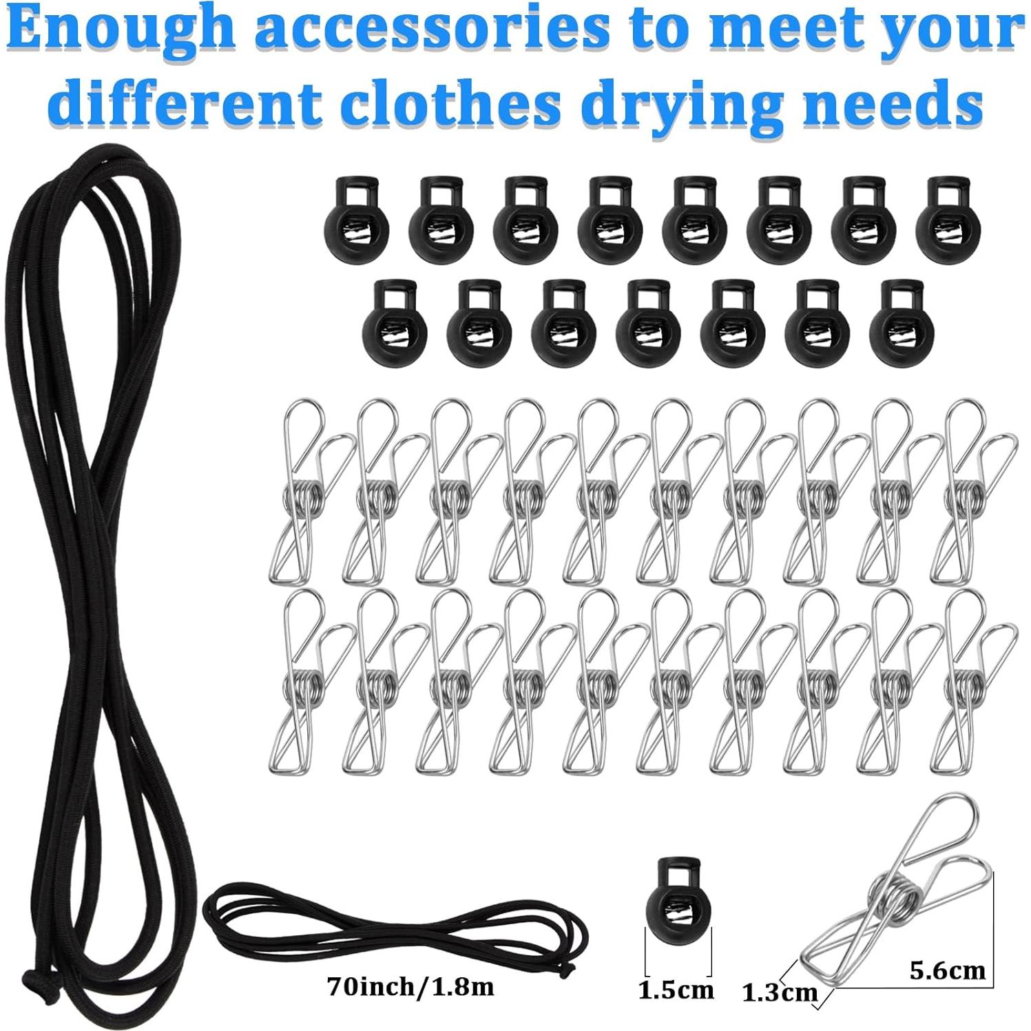 Cuerda de Ropa Portátil RAINFLOW 1.78m con 20 Clips