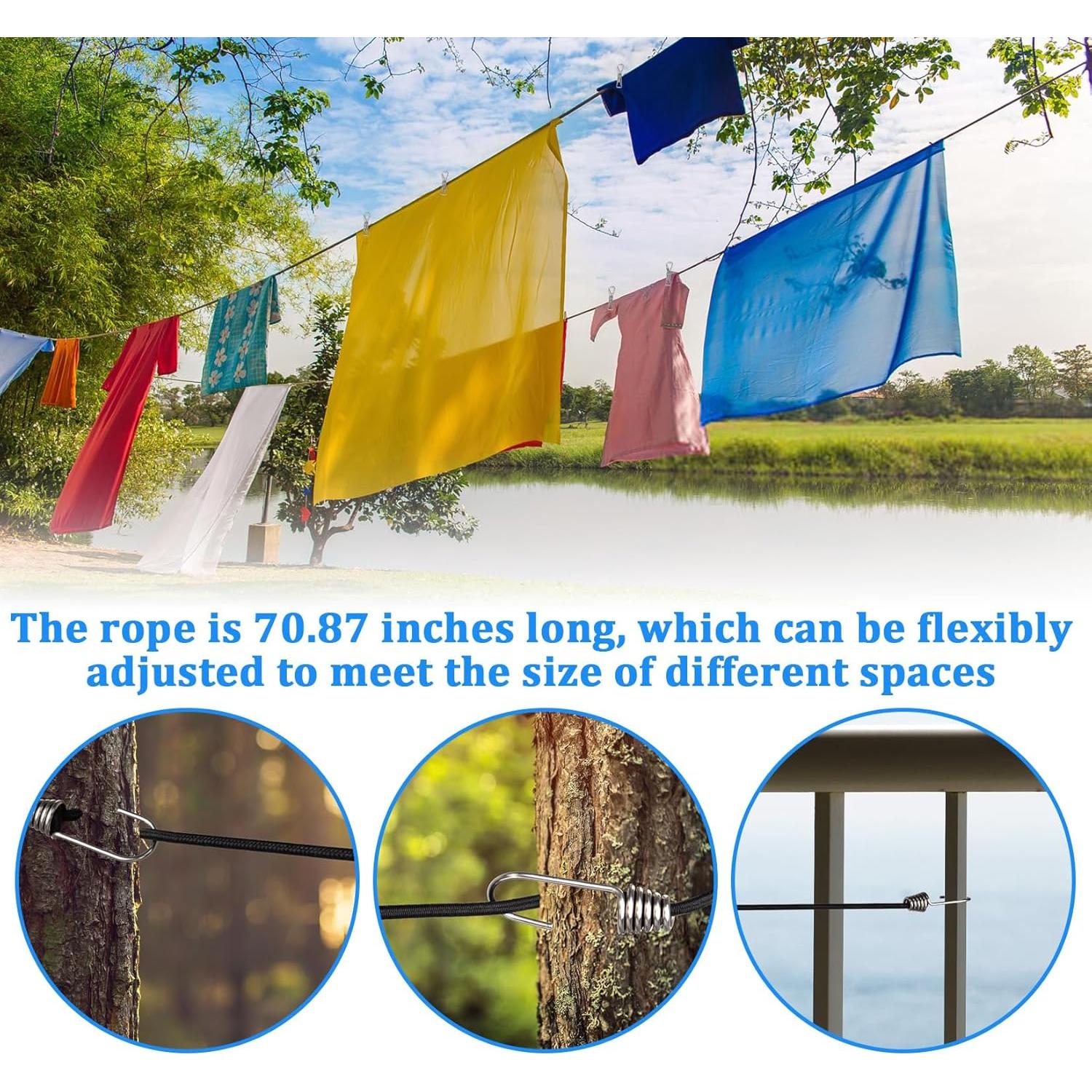 Cuerda de Ropa Portátil RAINFLOW 1.78m con 20 Clips