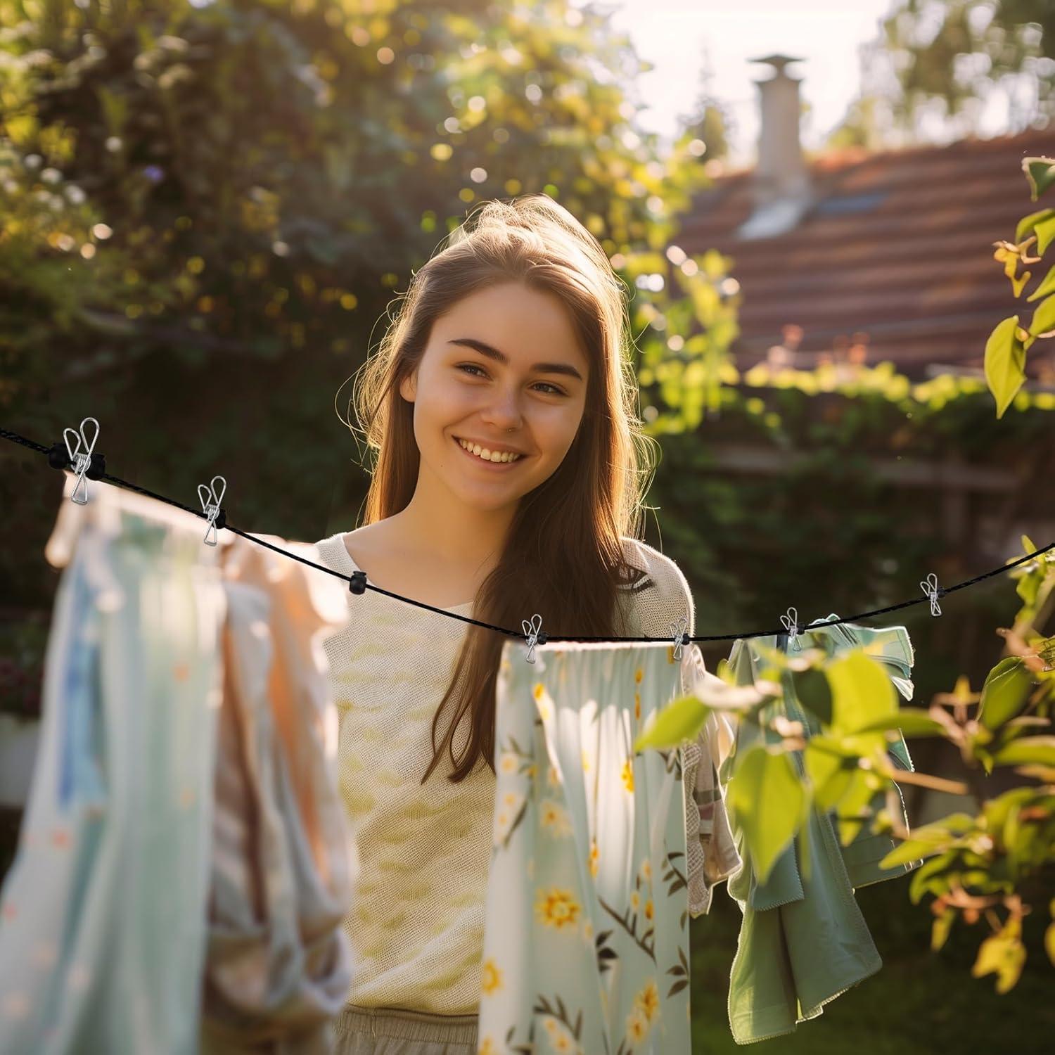 Cuerda de Ropa Portátil RAINFLOW 1.78m con 20 Clips