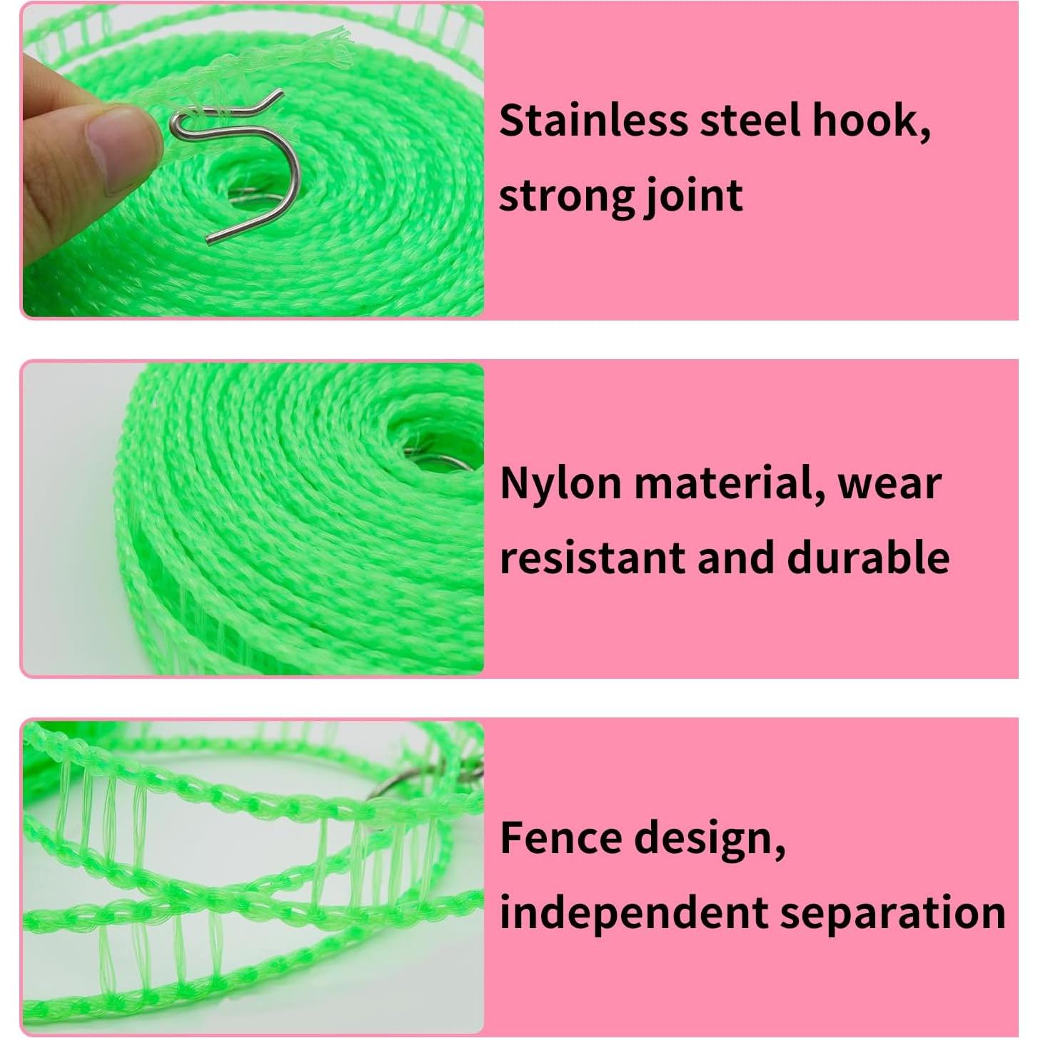 Cuerda de Ropa de Viaje WisePoint 16m con 2 Ganchos Verde