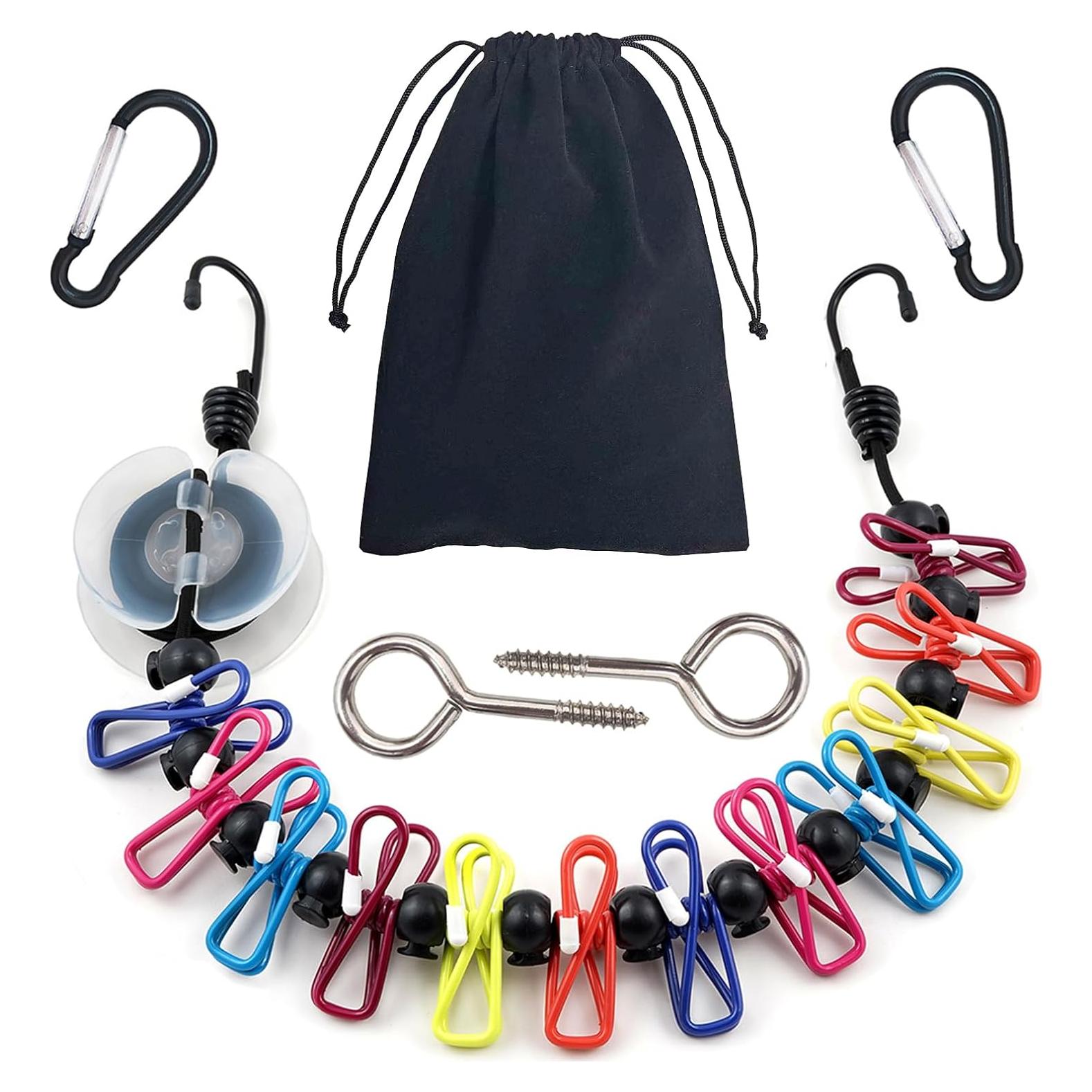 Cuerda de Ropa Elástica SIWUKEH 1.8m con Carrete y Tornillos