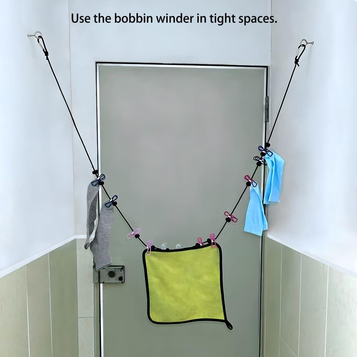 Cuerda de Ropa Elástica SIWUKEH 1.8m con Carrete y Tornillos