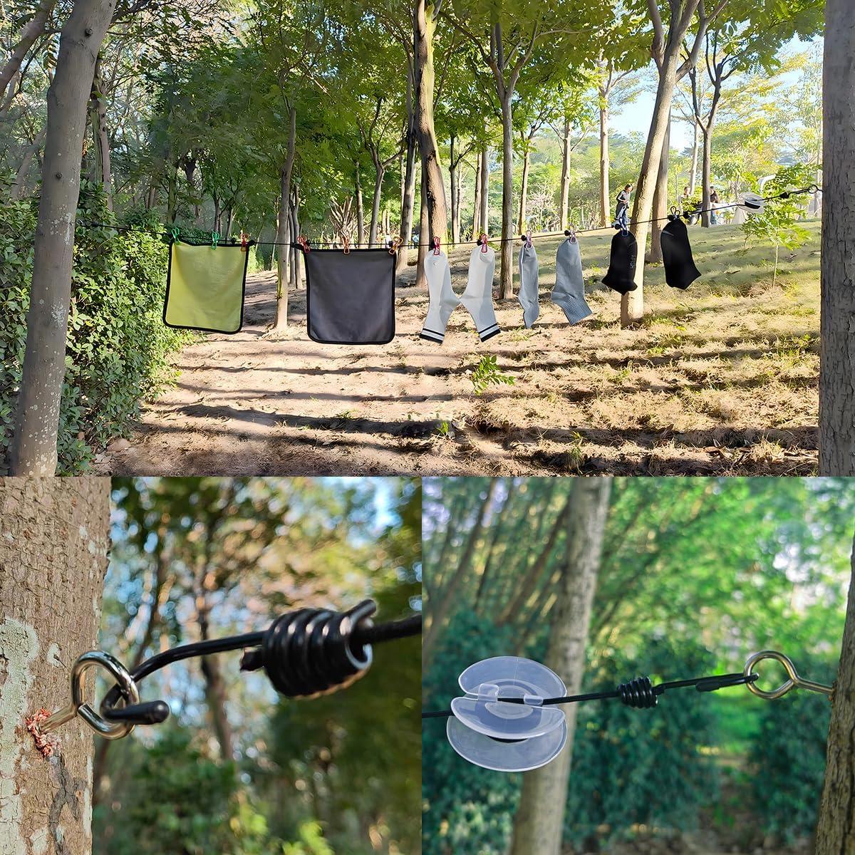 Cuerda de Ropa Elástica SIWUKEH 1.8m con Carrete y Tornillos