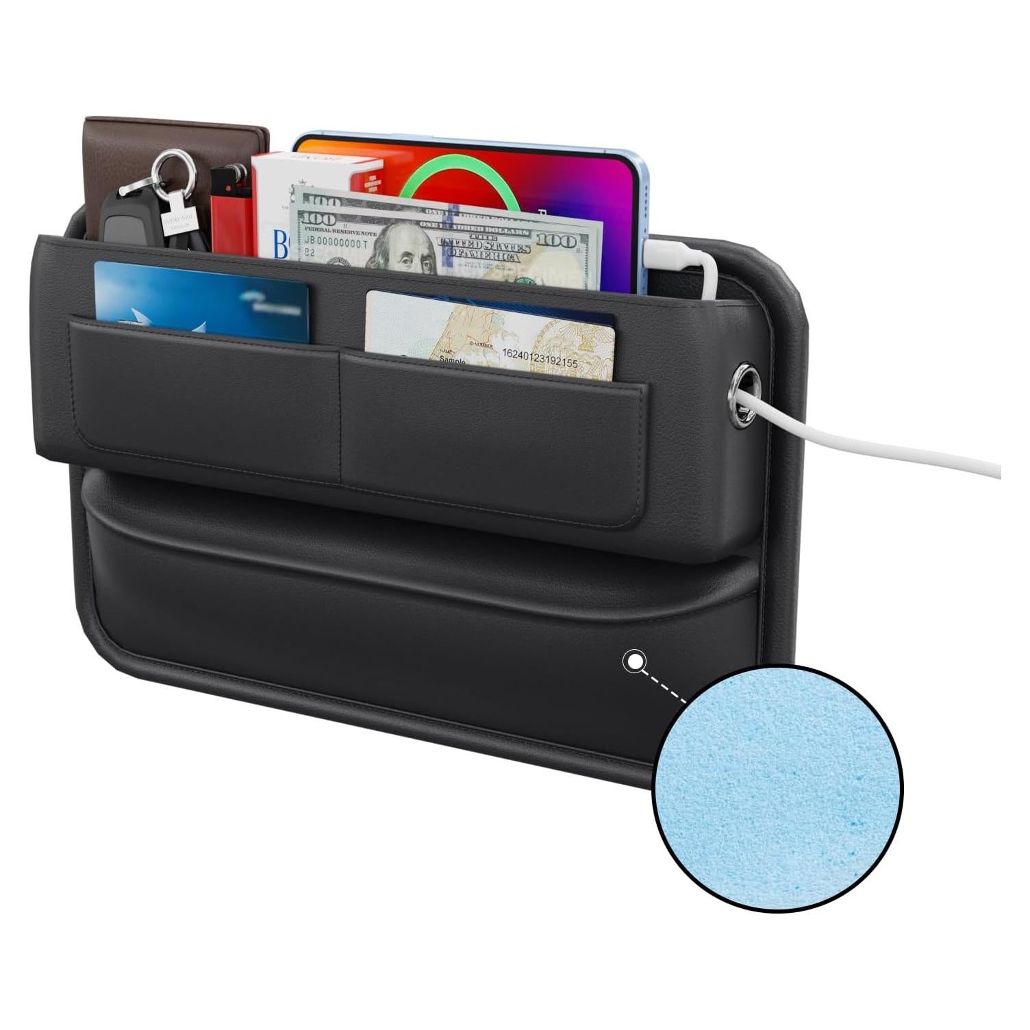 Organizador de Espacio entre Asientos Wanfuder Cuero Negro Ajustable