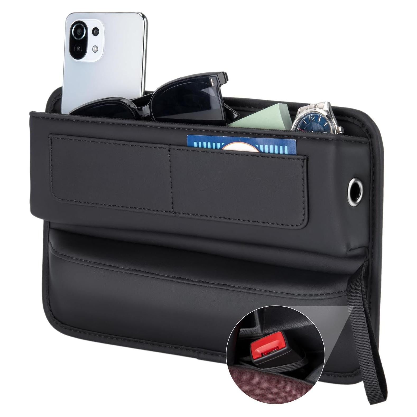 Organizador de Asiento de Coche ALIOBC de Cuero Sintético Negro