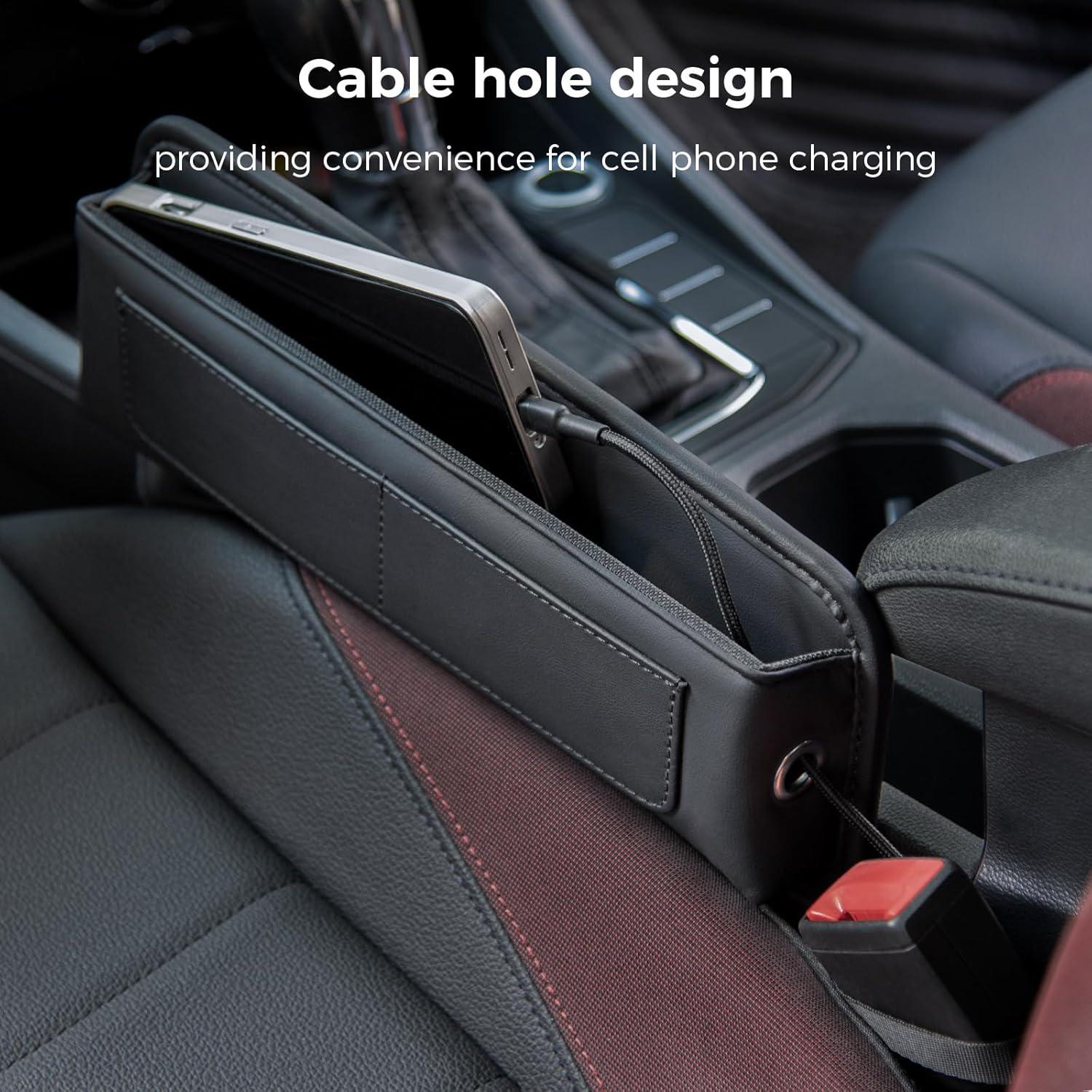 Organizador de Asiento de Coche ALIOBC de Cuero Sintético Negro