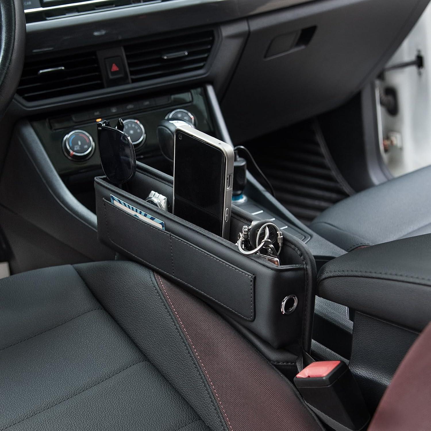 Organizador de Asiento de Coche ALIOBC de Cuero Sintético Negro