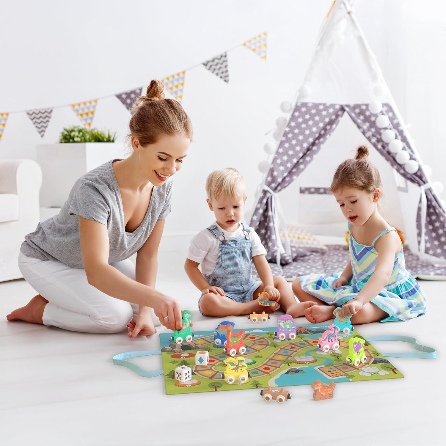 Juego de Tren de Madera Dinosaurio ORBRIUM con Números y Formas