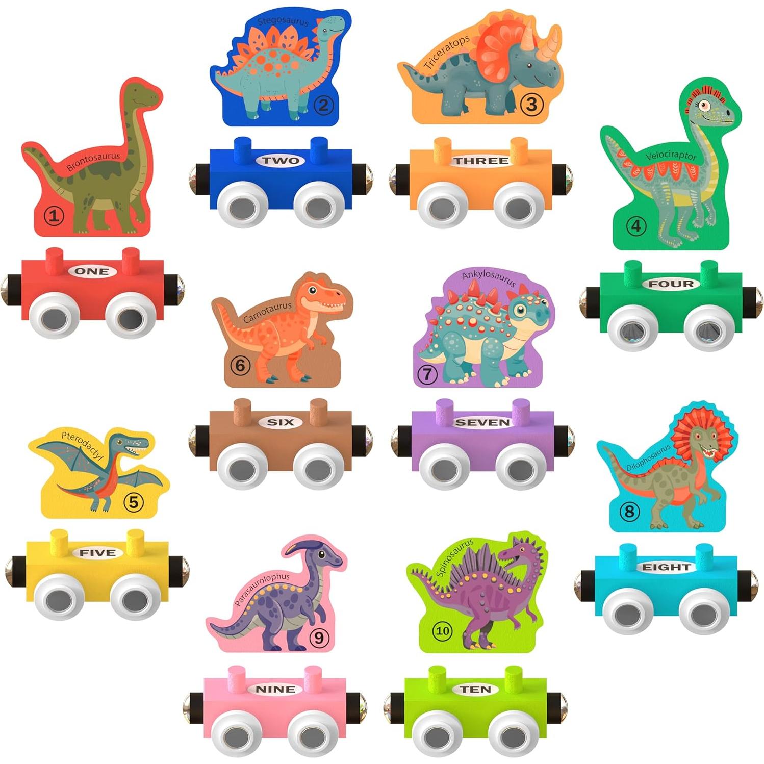 Juego de Tren de Madera Dinosaurio ORBRIUM con Números y Formas