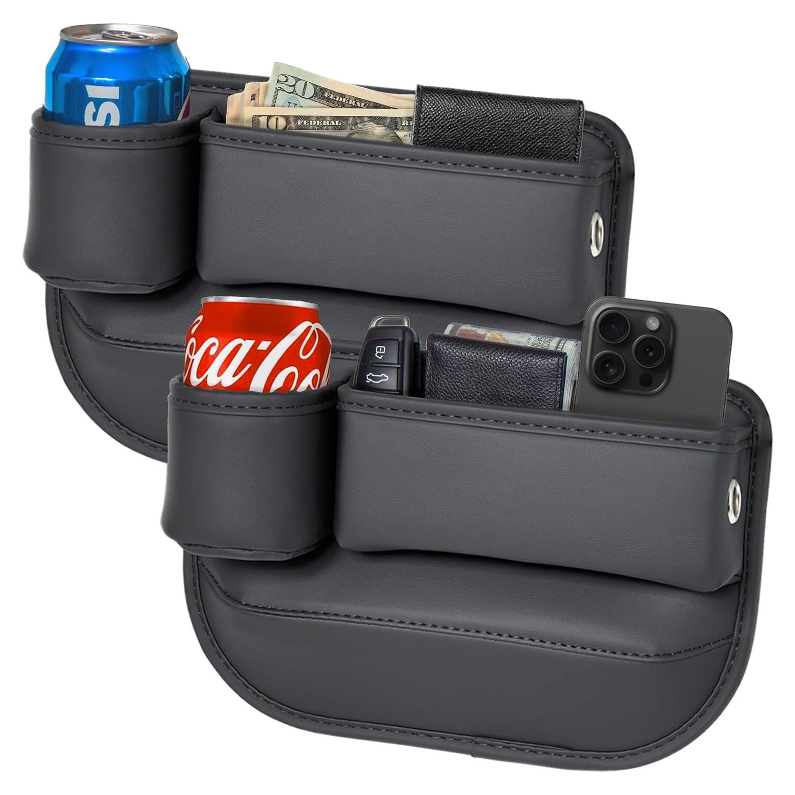 Organizador de Espacio entre Asientos Aizvo - Cuero Negro - 2 Paquetes