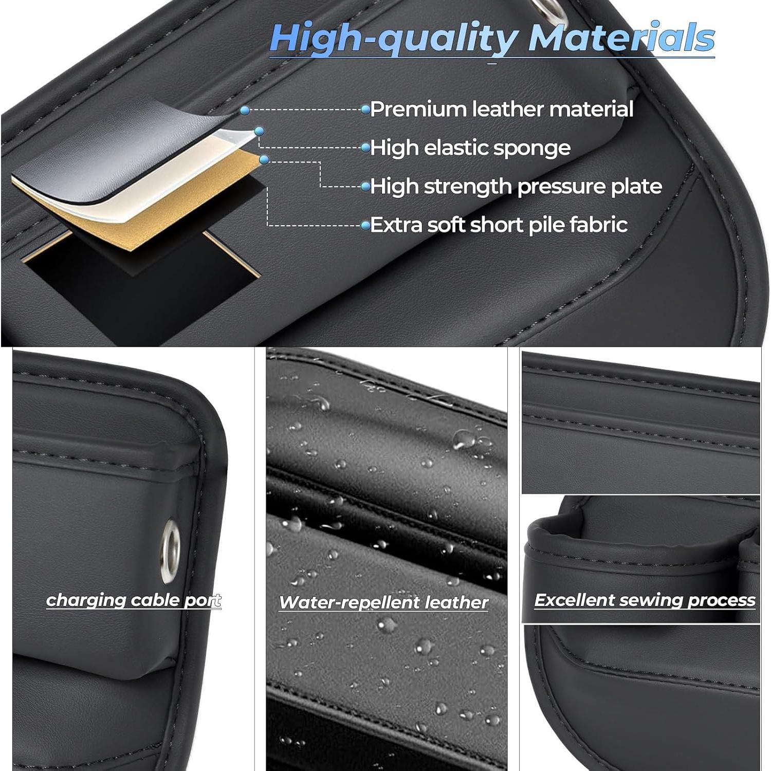 Organizador de Espacio entre Asientos Aizvo - Cuero Negro - 2 Paquetes