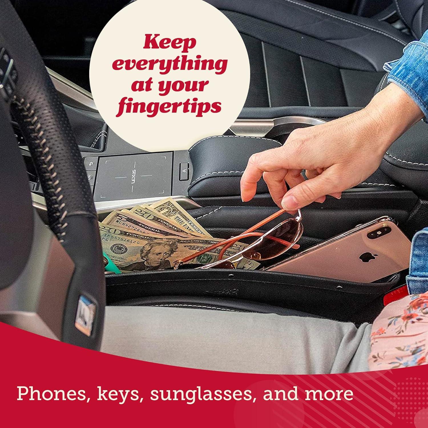 Organizador de Espacio entre Asientos Lusso Gear 2-Pack - Cuero Sintético Gris