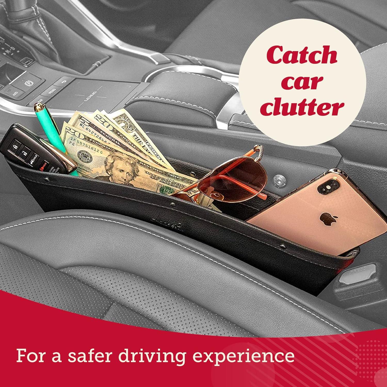 Organizador de Espacio entre Asientos Lusso Gear 2-Pack - Cuero Sintético Gris