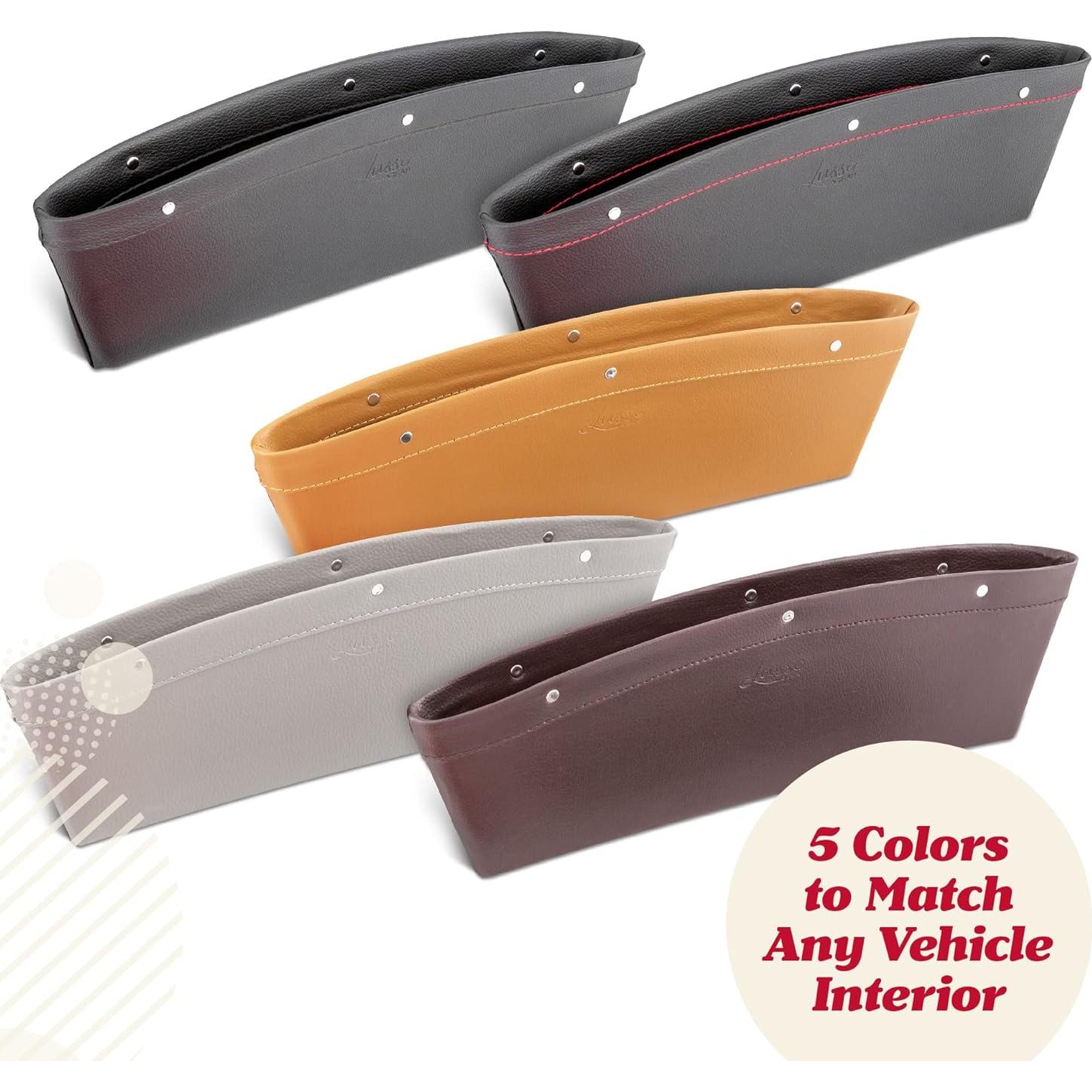 Organizador de Espacio entre Asientos Lusso Gear 2-Pack - Cuero Sintético Gris