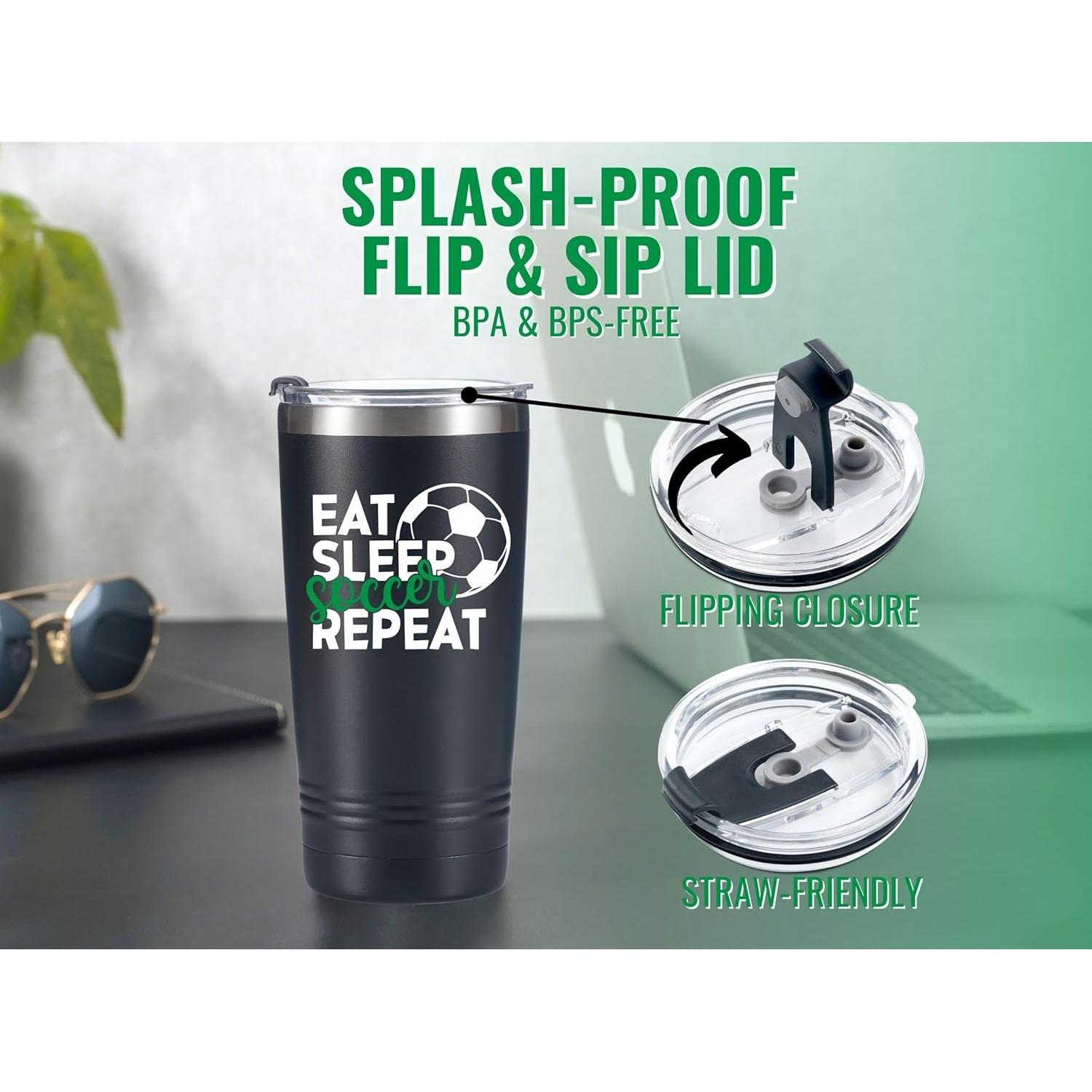 Taza de Viaje Onebttl 20oz Negra para Entrenador de Fútbol