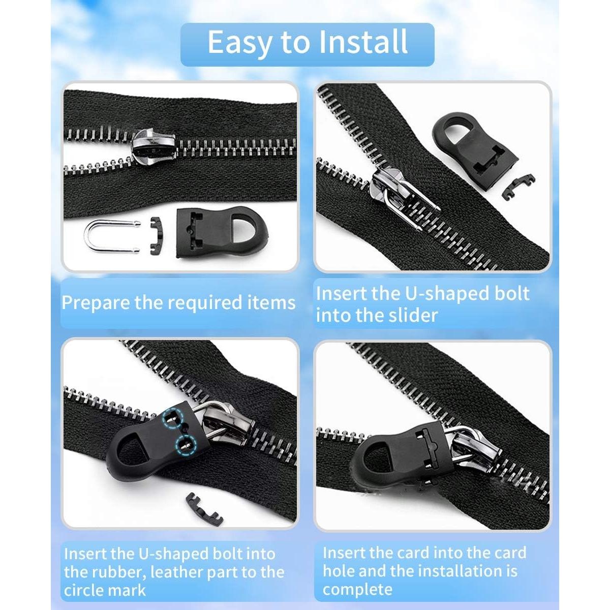 Kit de Tiradores de Cremallera WAVEBEEXS - 20 Piezas Negras