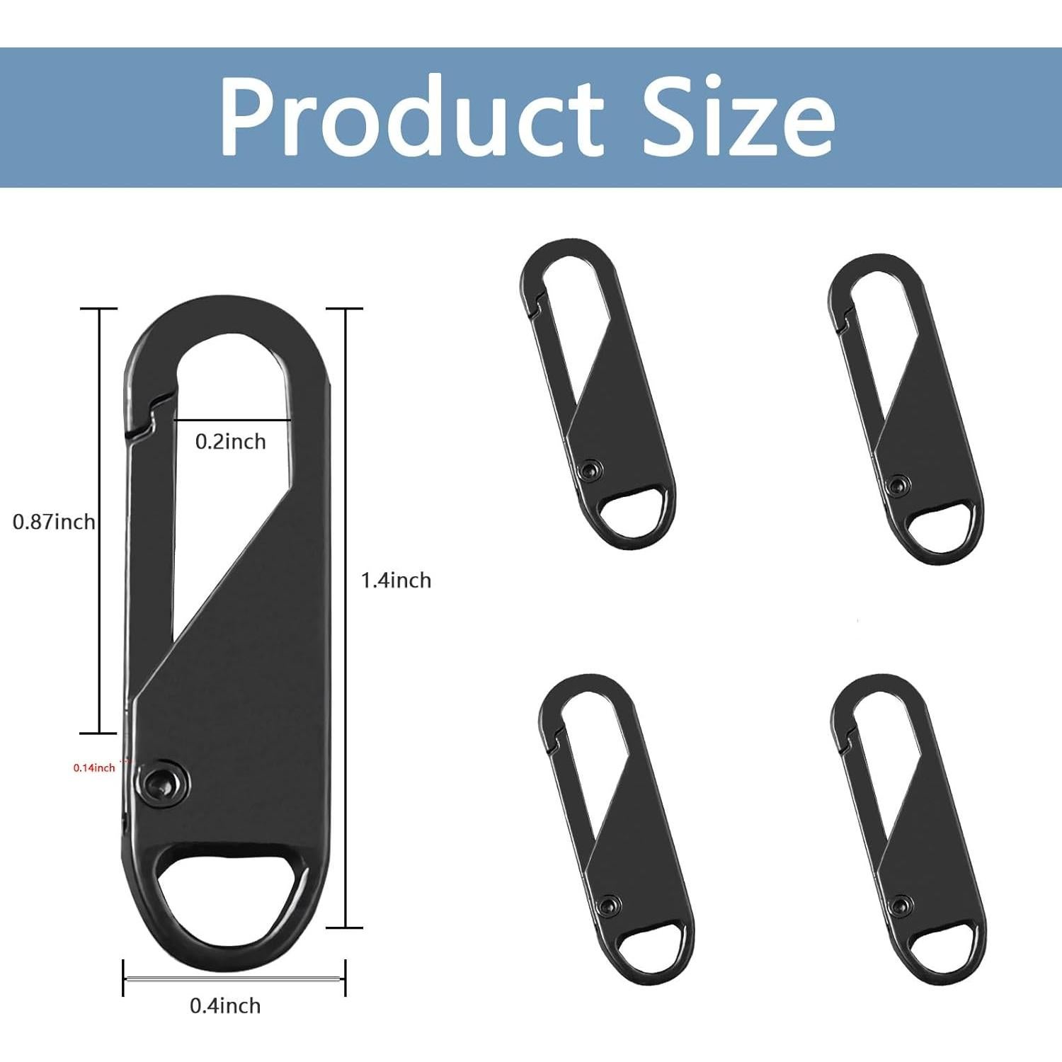 Tiradores de Cremallera Deoward 6 PCS Metal Negro 36mm