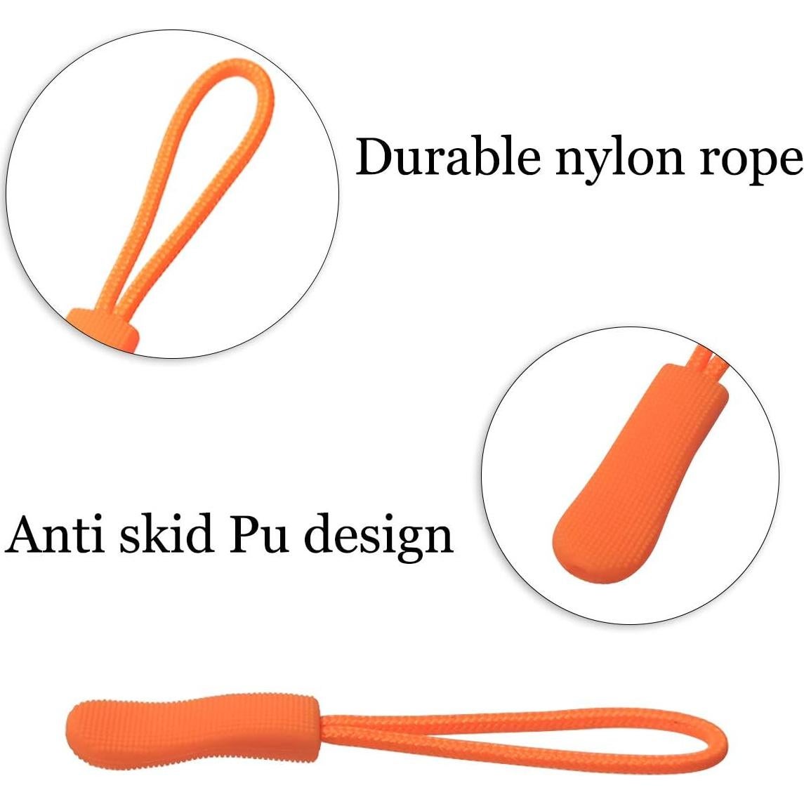 20 Tiradores de Cremallera de Nylon Naranja - Reemplazo Universal