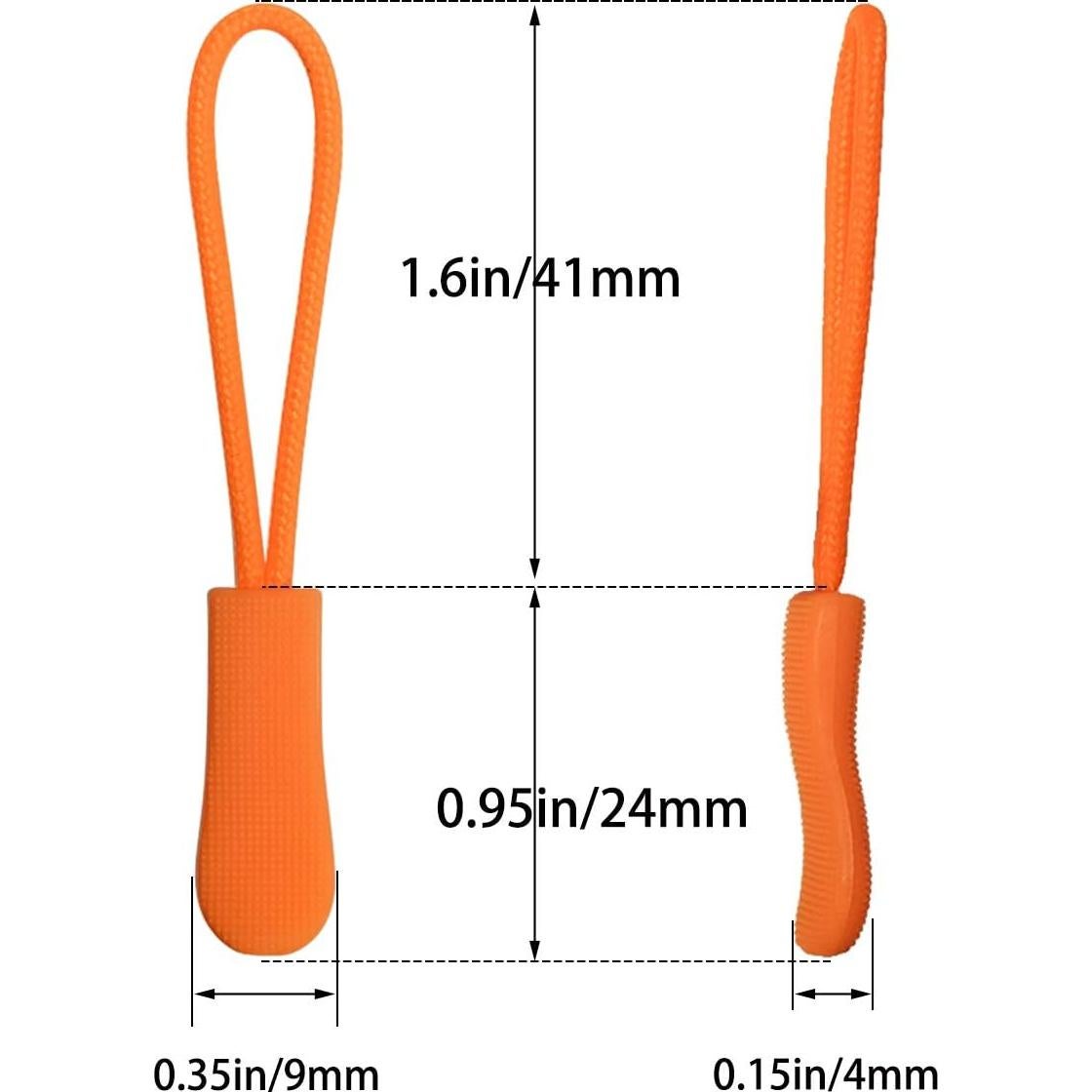 20 Tiradores de Cremallera de Nylon Naranja - Reemplazo Universal