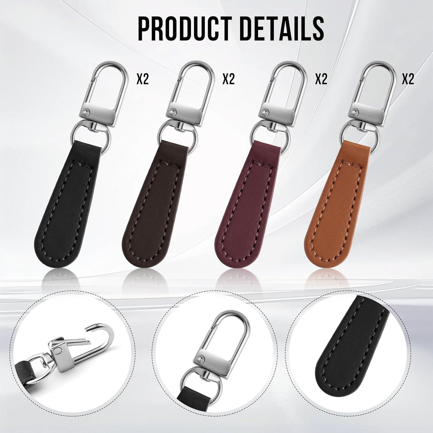 Tiradores de Cremallera Deoward con Mango de Cuero - 8 PCS