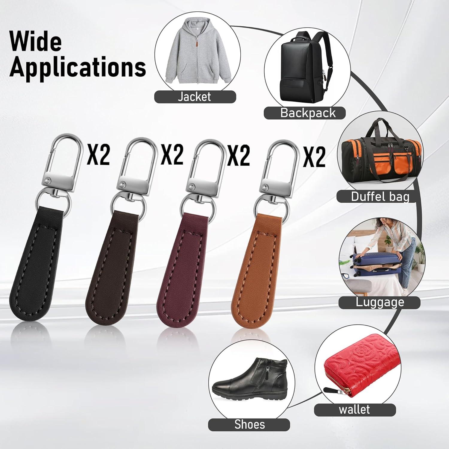 Tiradores de Cremallera Deoward con Mango de Cuero - 8 PCS