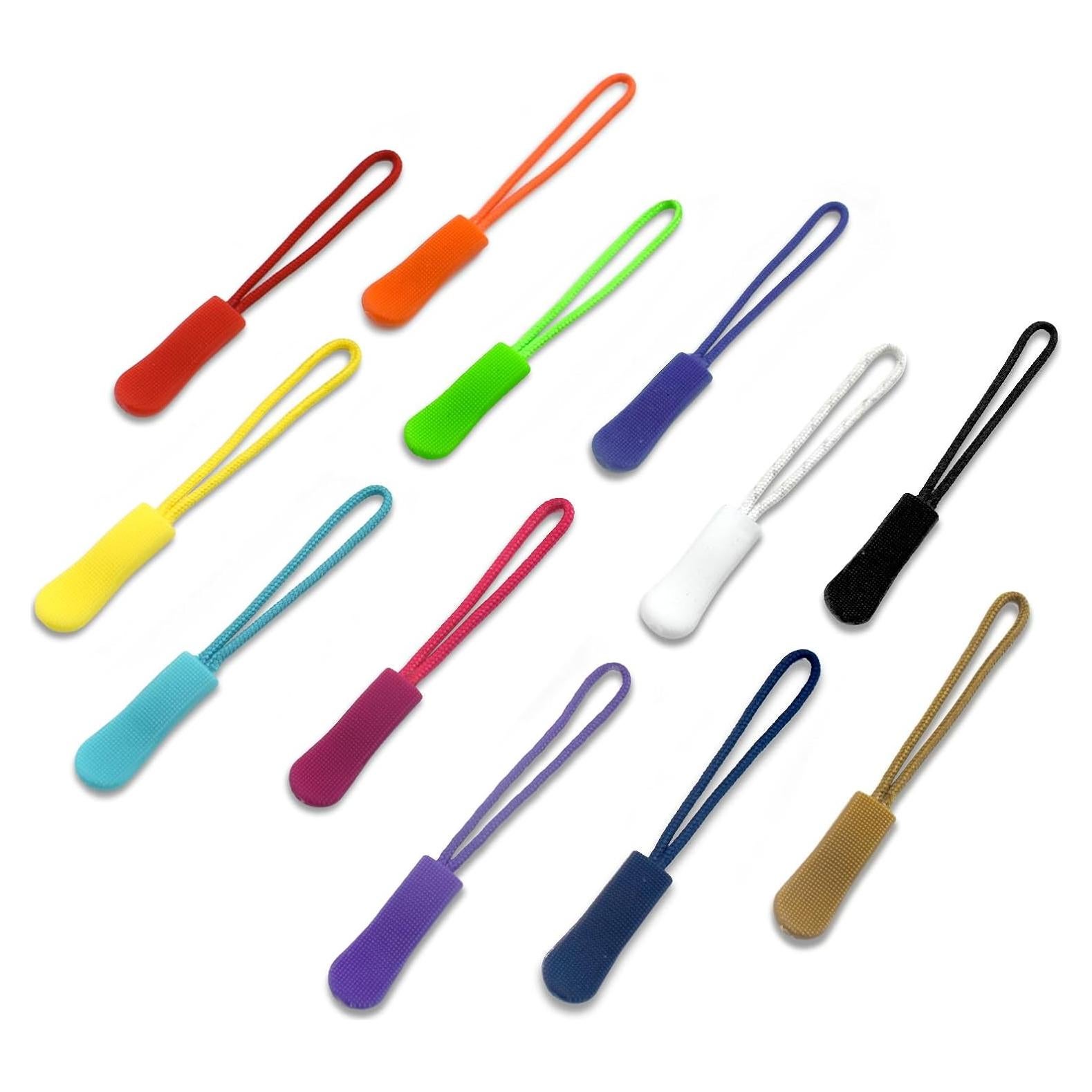 120 Pcs Tiradores de Cremallera Nylon SHRJ 12 Colores 65mm