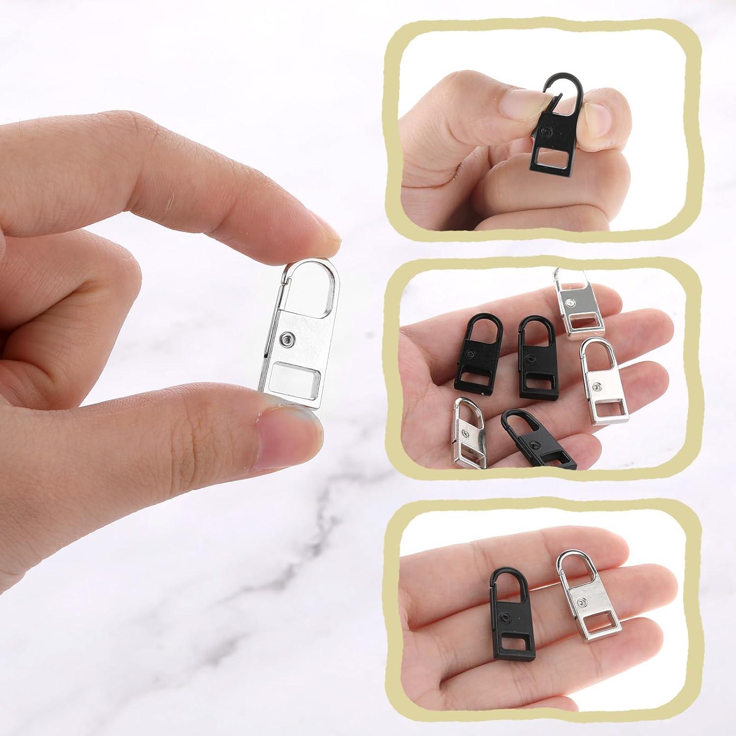 12 Tiradores de Cremallera Acero Inoxidable Styquenzer - Negro y Plata