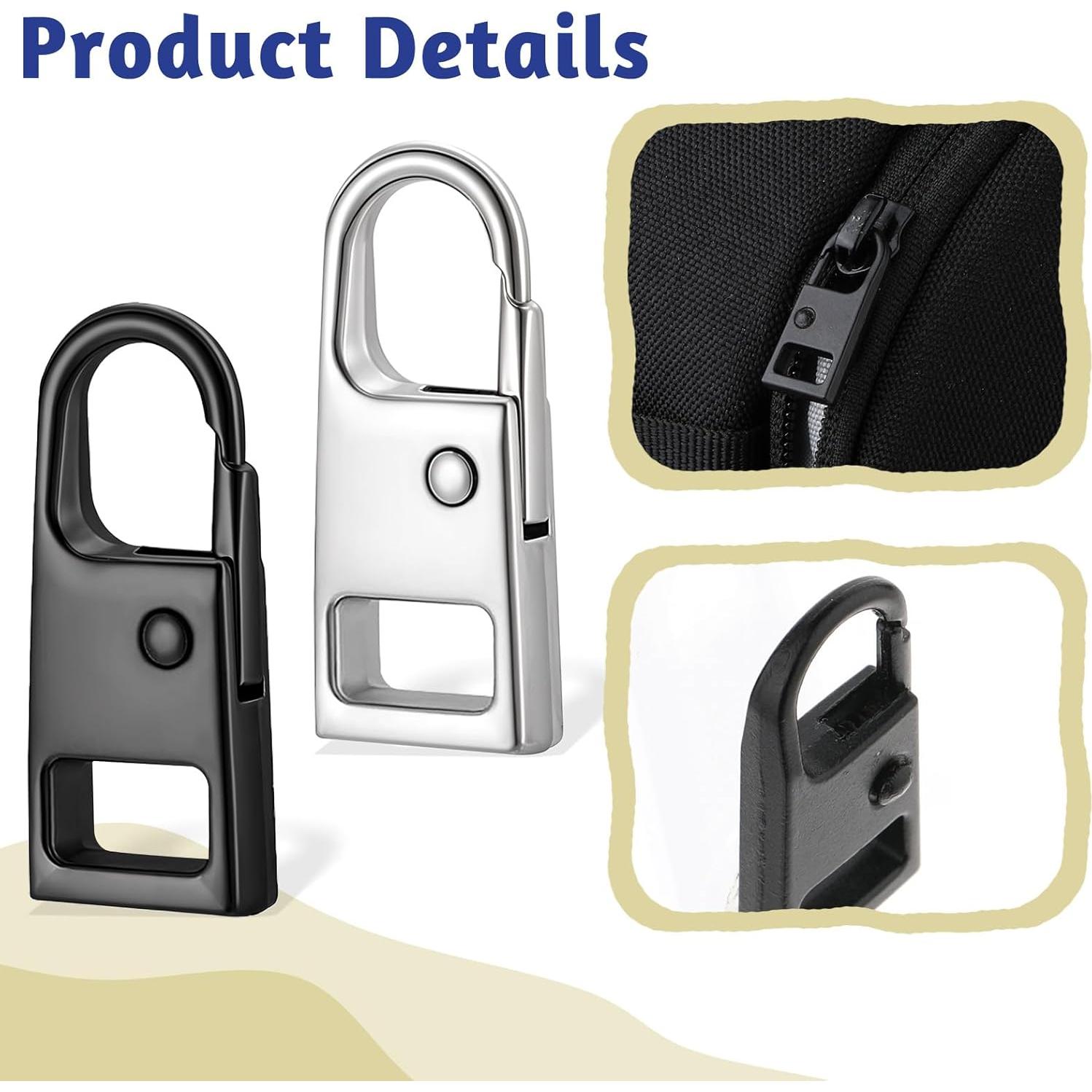 12 Tiradores de Cremallera Acero Inoxidable Styquenzer - Negro y Plata