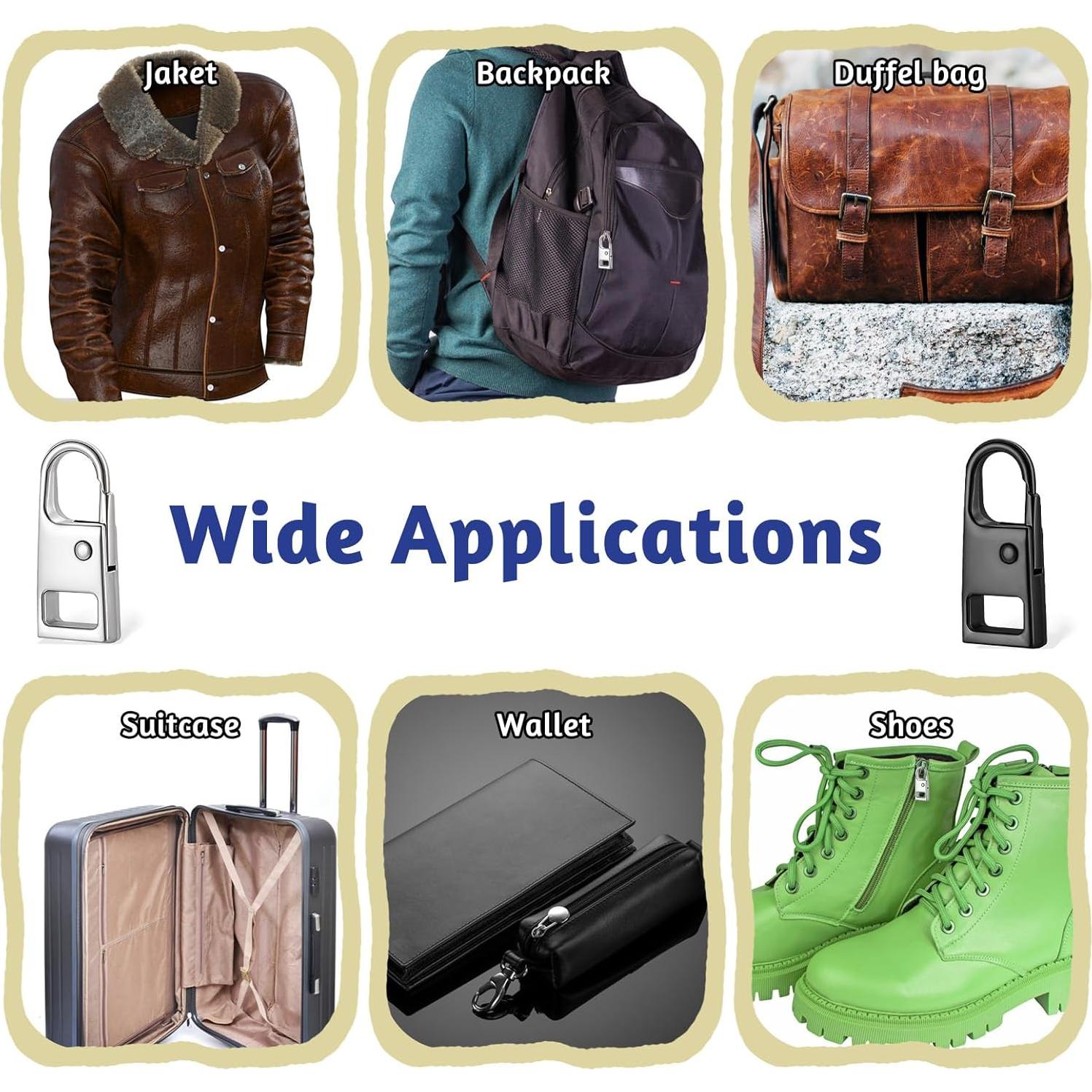 12 Tiradores de Cremallera Acero Inoxidable Styquenzer - Negro y Plata