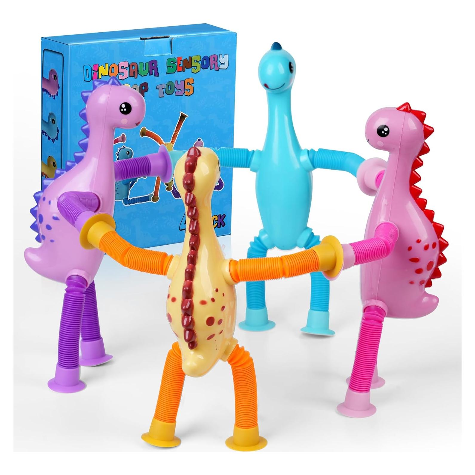 Tuberías LED Dinosaurio Witmelt - Juguetes Antiestrés 4 Pzas