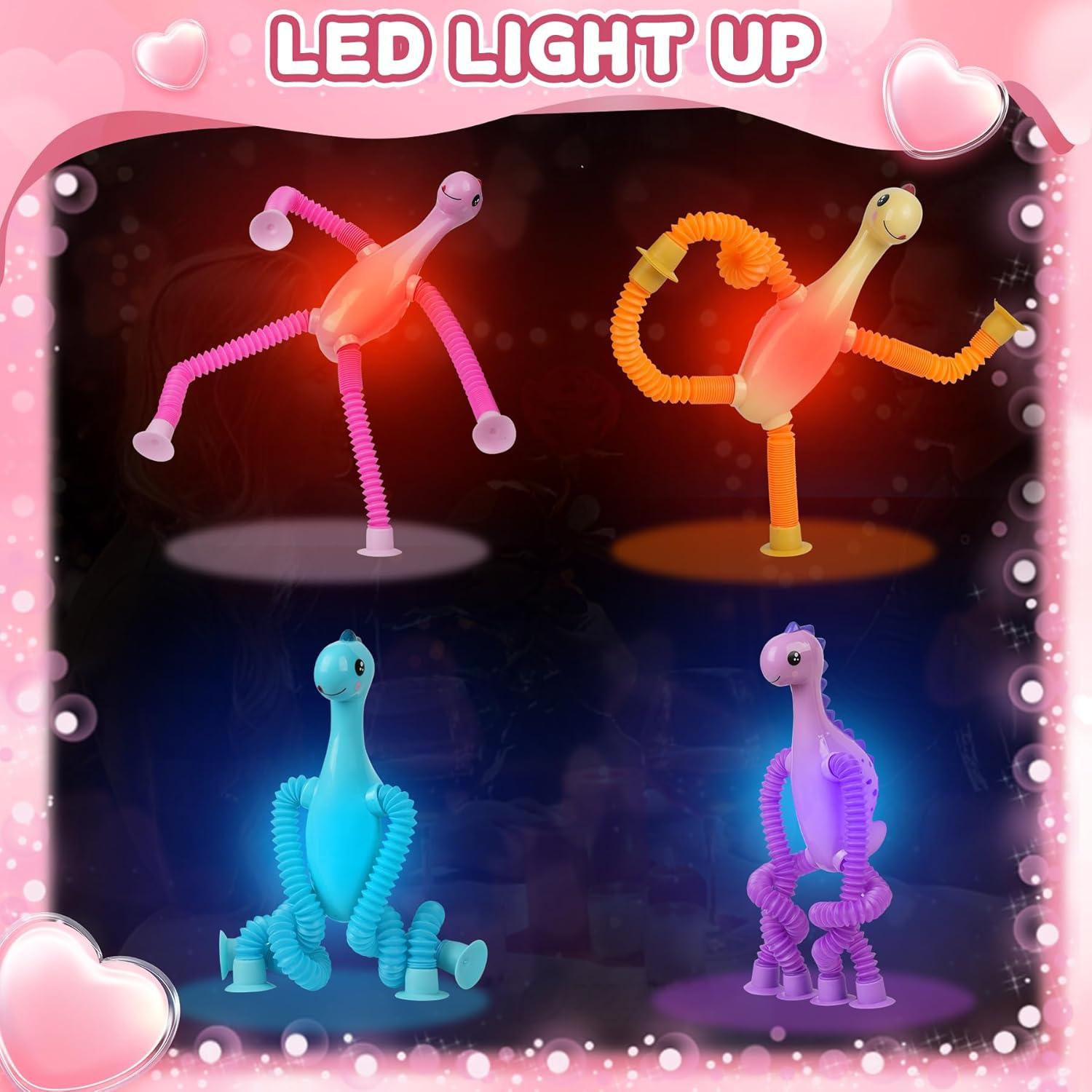 Tuberías LED Dinosaurio Witmelt - Juguetes Antiestrés 4 Pzas