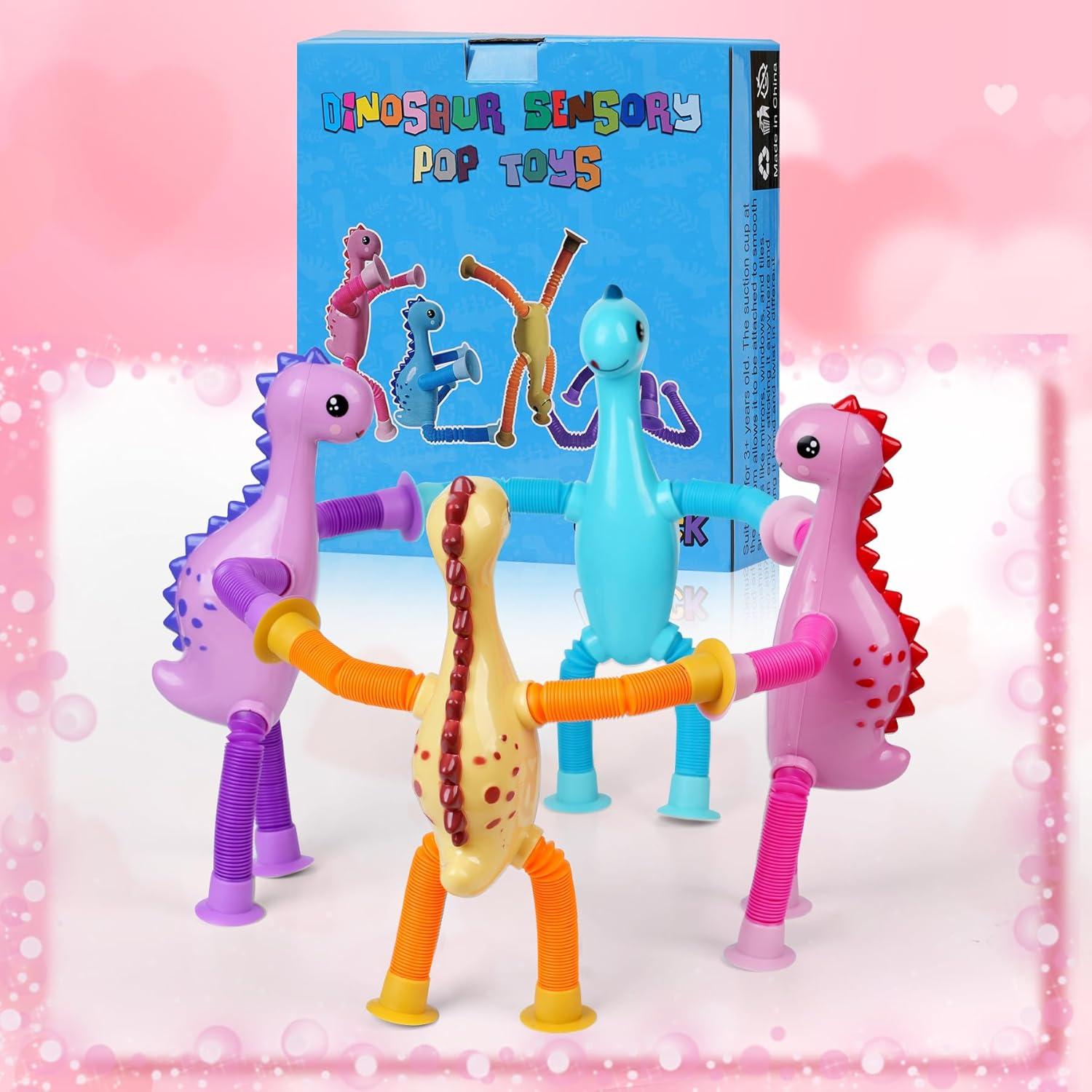 Tuberías LED Dinosaurio Witmelt - Juguetes Antiestrés 4 Pzas