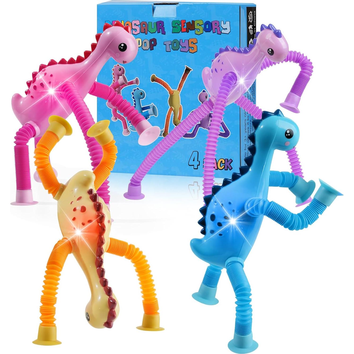 Tuberías LED Dinosaurio Witmelt - Juguetes Antiestrés 4 Pzas