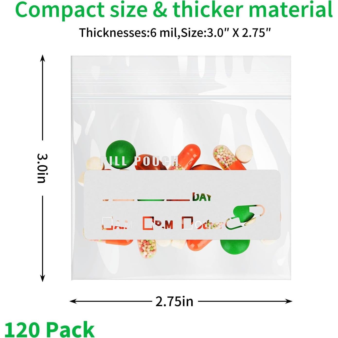 Bolsas de Píldoras Reutilizables Urekt 120 Unidades 7.6x7 cm