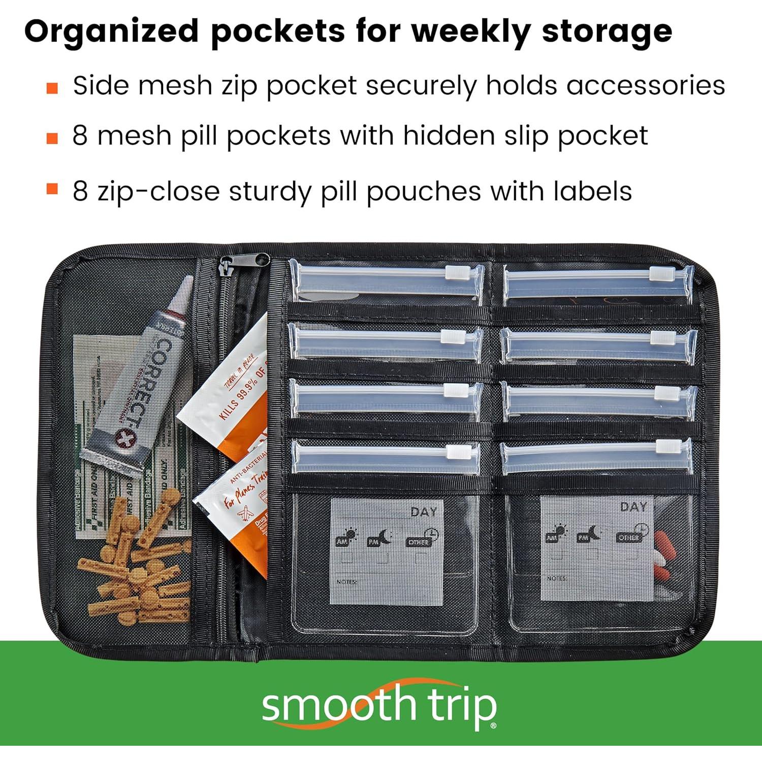 Organizador de Pastillas Plegable Smooth Trip con 8 Bolsas Grado Alimenticio