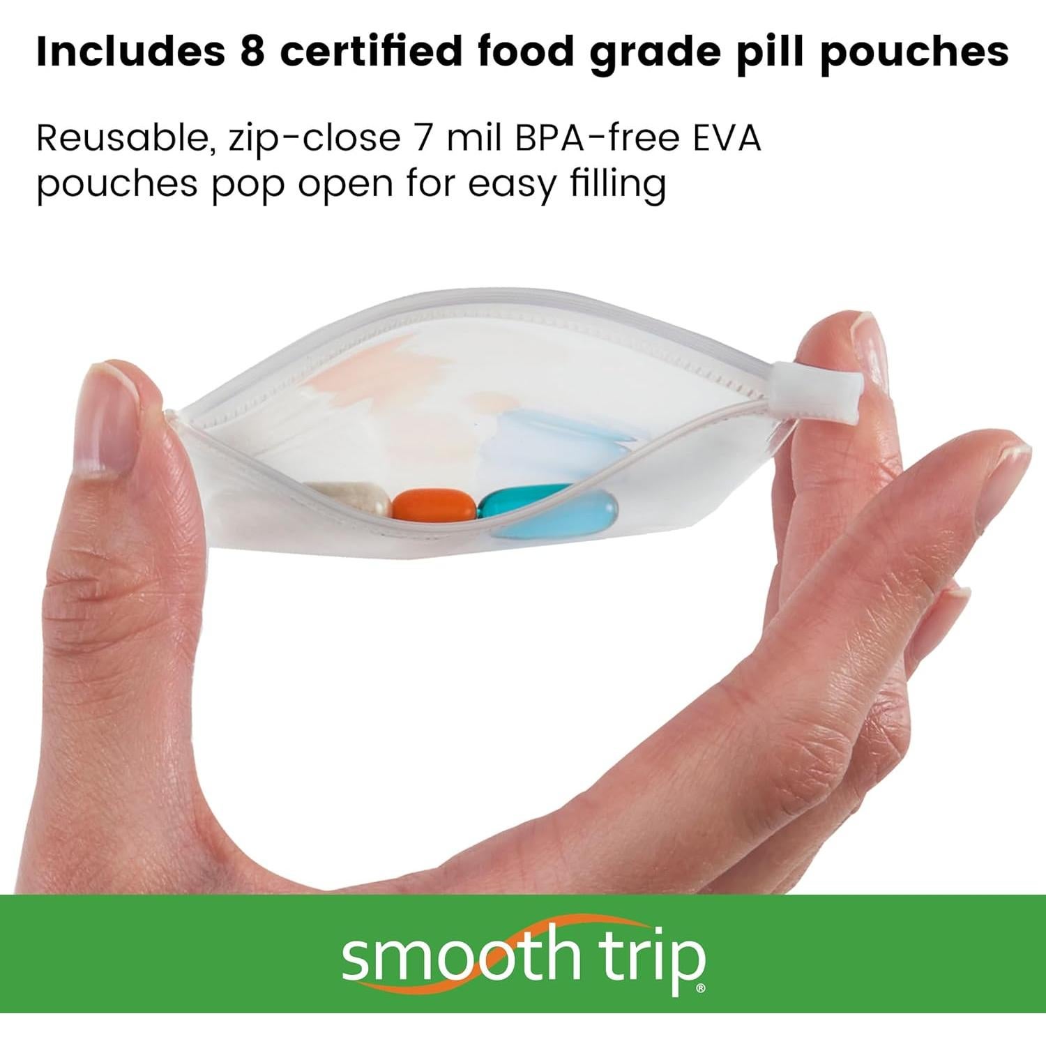 Organizador de Pastillas Plegable Smooth Trip con 8 Bolsas Grado Alimenticio