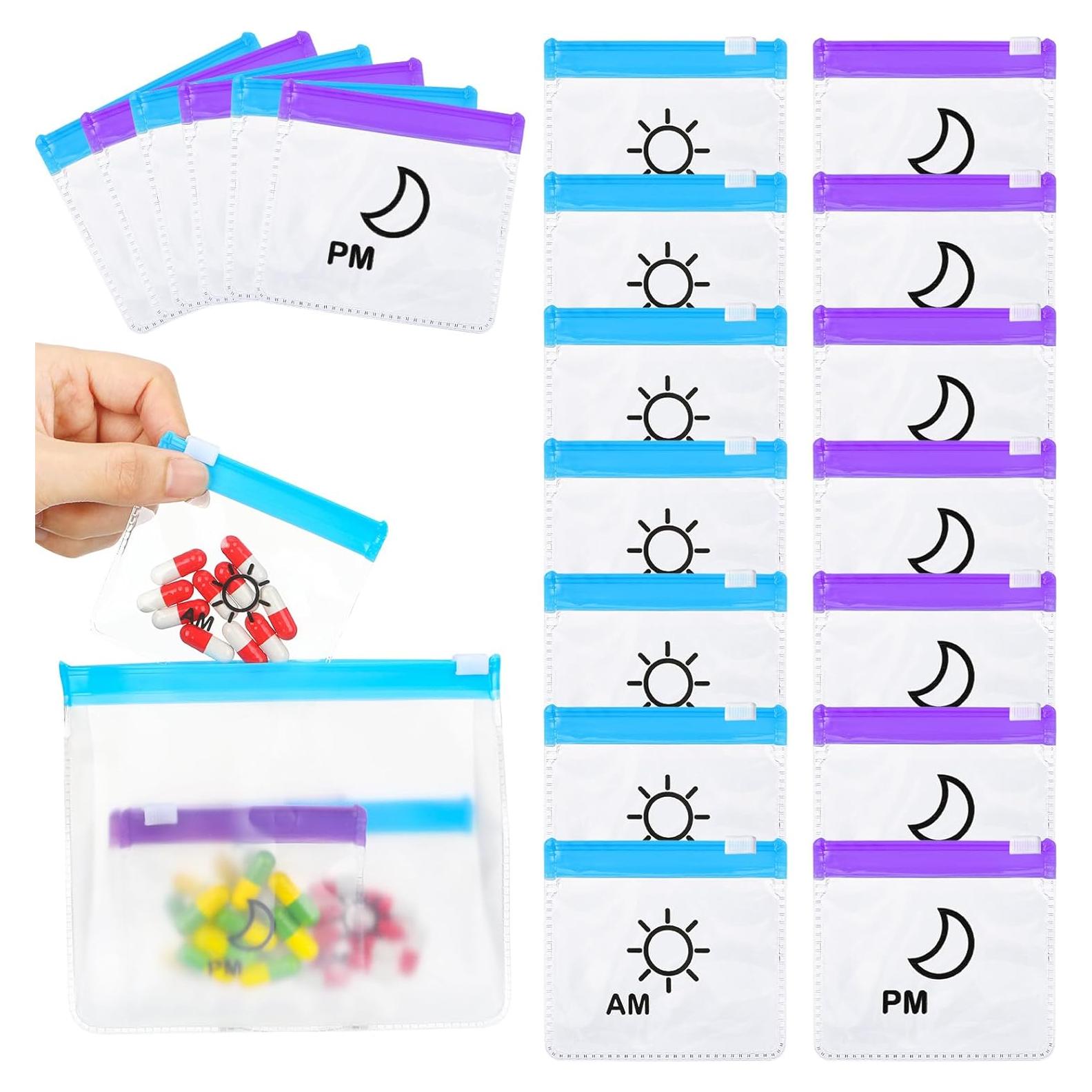 Organizador de Pastillas Colarr 14 Pcs Reutilizables Azul Púrpura